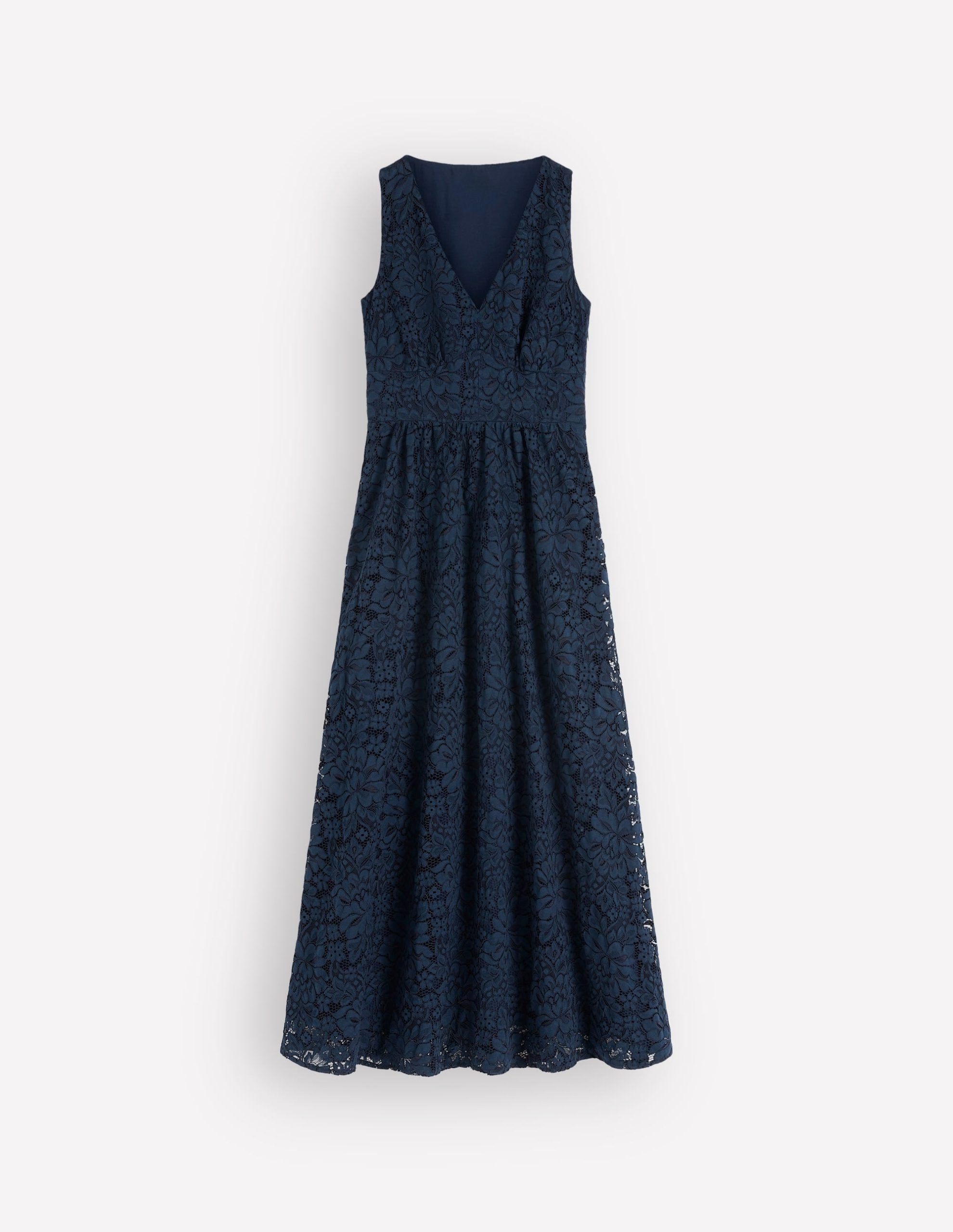 Lace Plunge Neck Panel Dress-Navy - Image 7