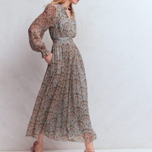 Romantic Ruffle Neck Dress-Multi Paradise Gardens