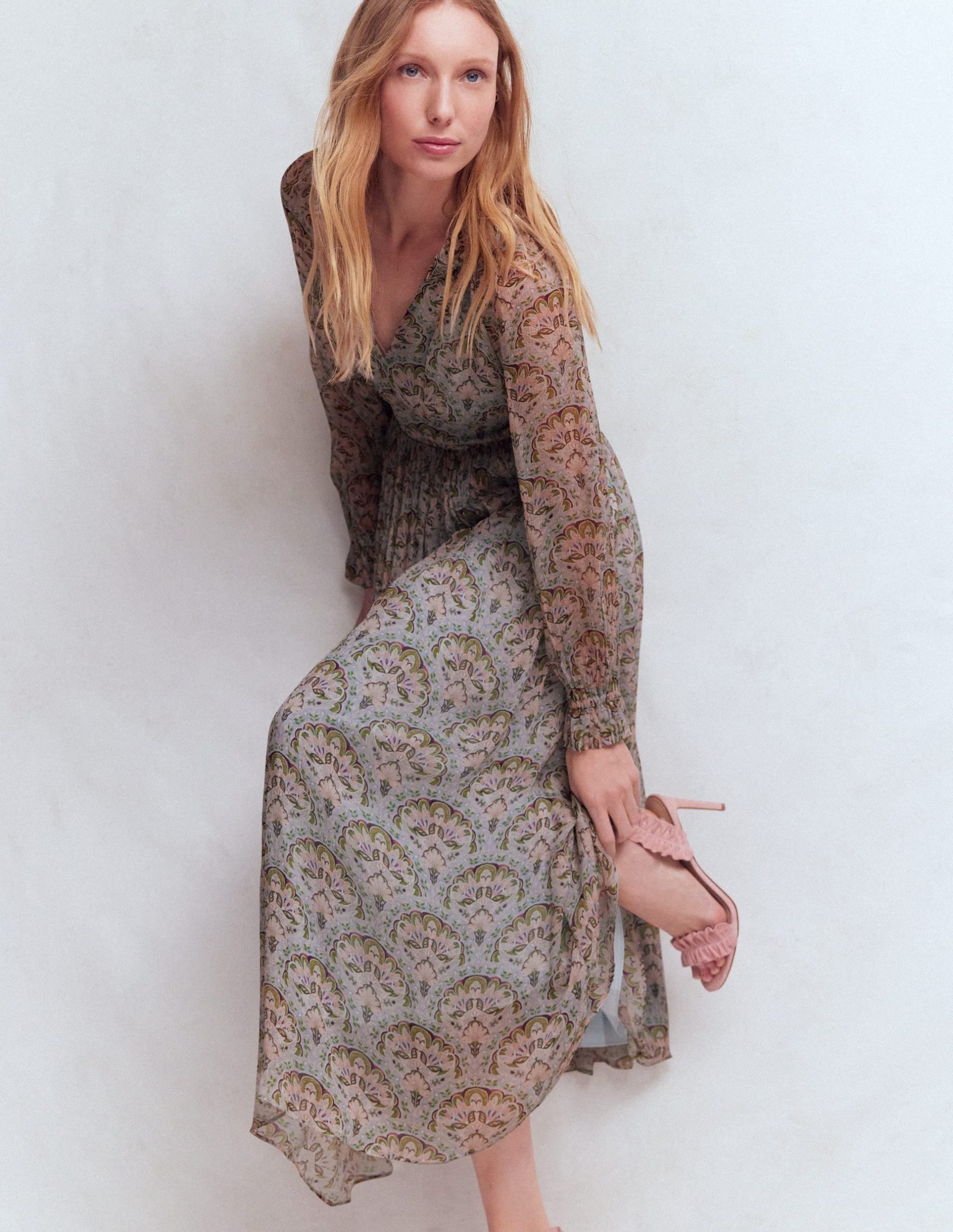 Romantic Ruffle Neck Dress-Multi Paradise Gardens - Image 5