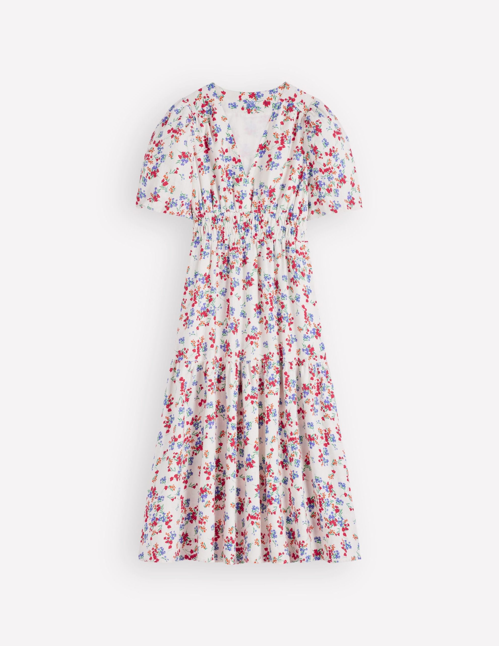 Irene Linen Midi Dress-Ivory. Bloom Scatter - Image 7