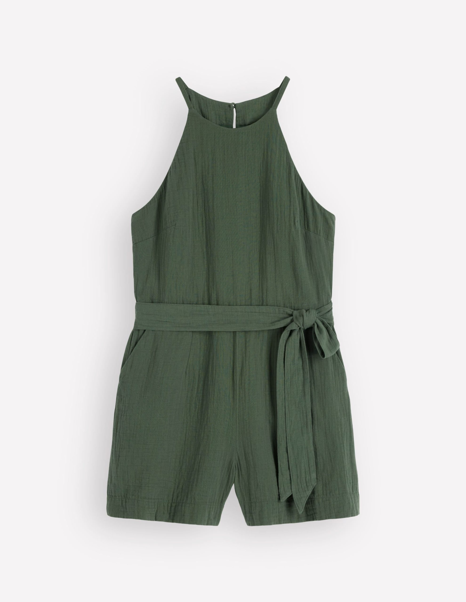 Rosa Double Cloth Playsuit-Hunter Green - Image 5