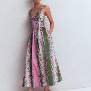 Fit and Flare Midi Dress-Orchid Canopy Stripe