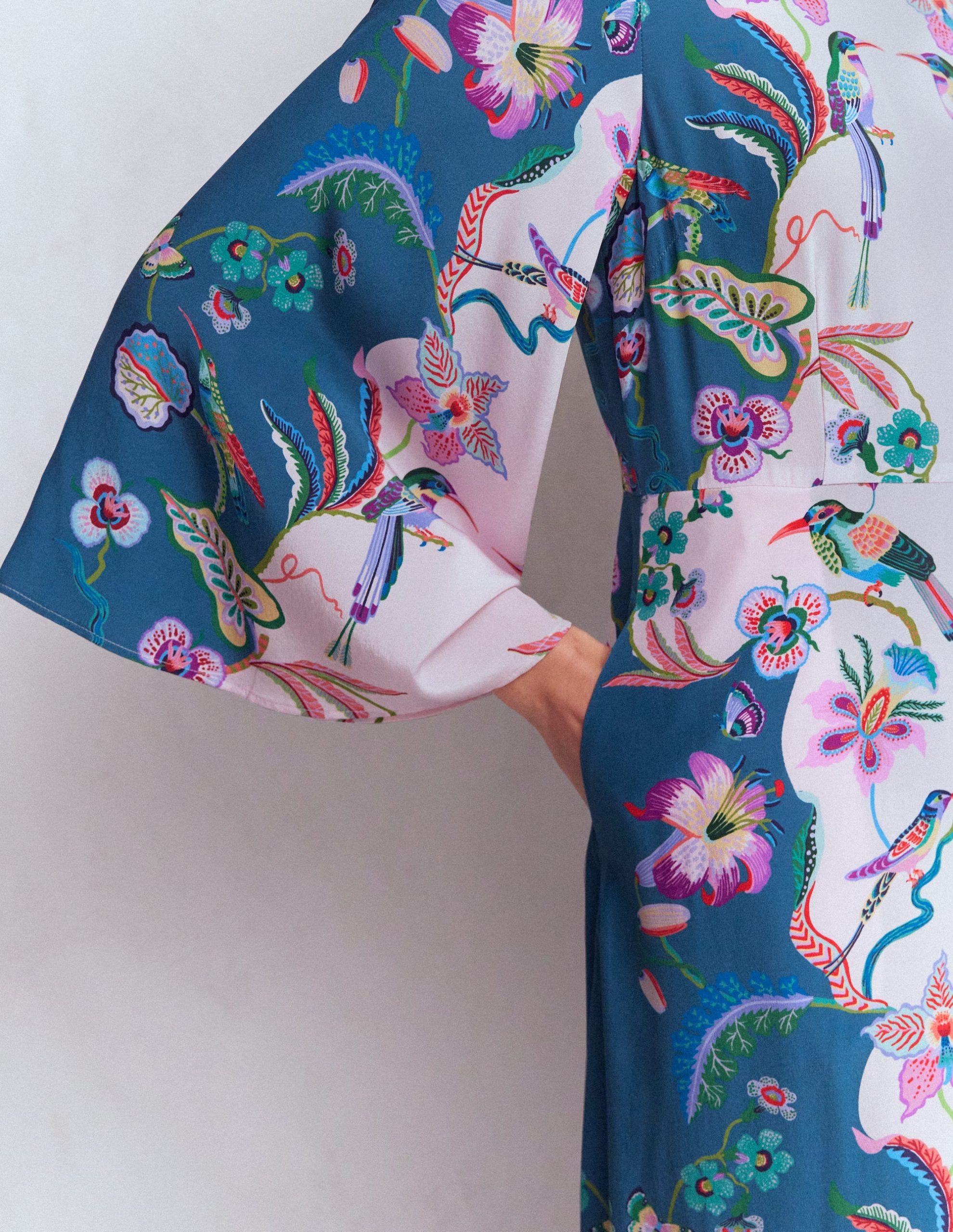 Angel Sleeve Boat Neck Dress-Tourmaline Blue. Orchid Canopy - Image 2