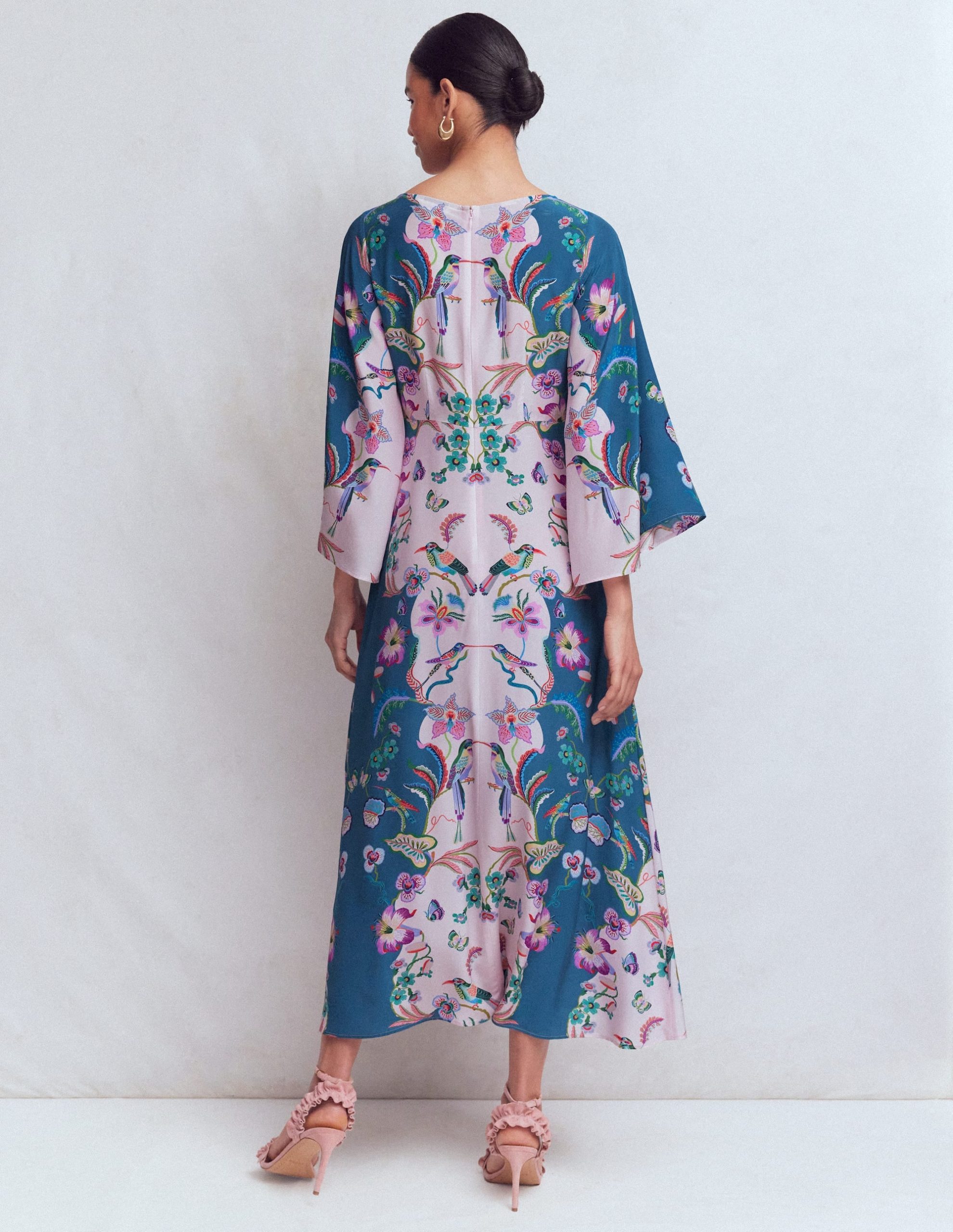 Angel Sleeve Boat Neck Dress-Tourmaline Blue. Orchid Canopy - Image 3