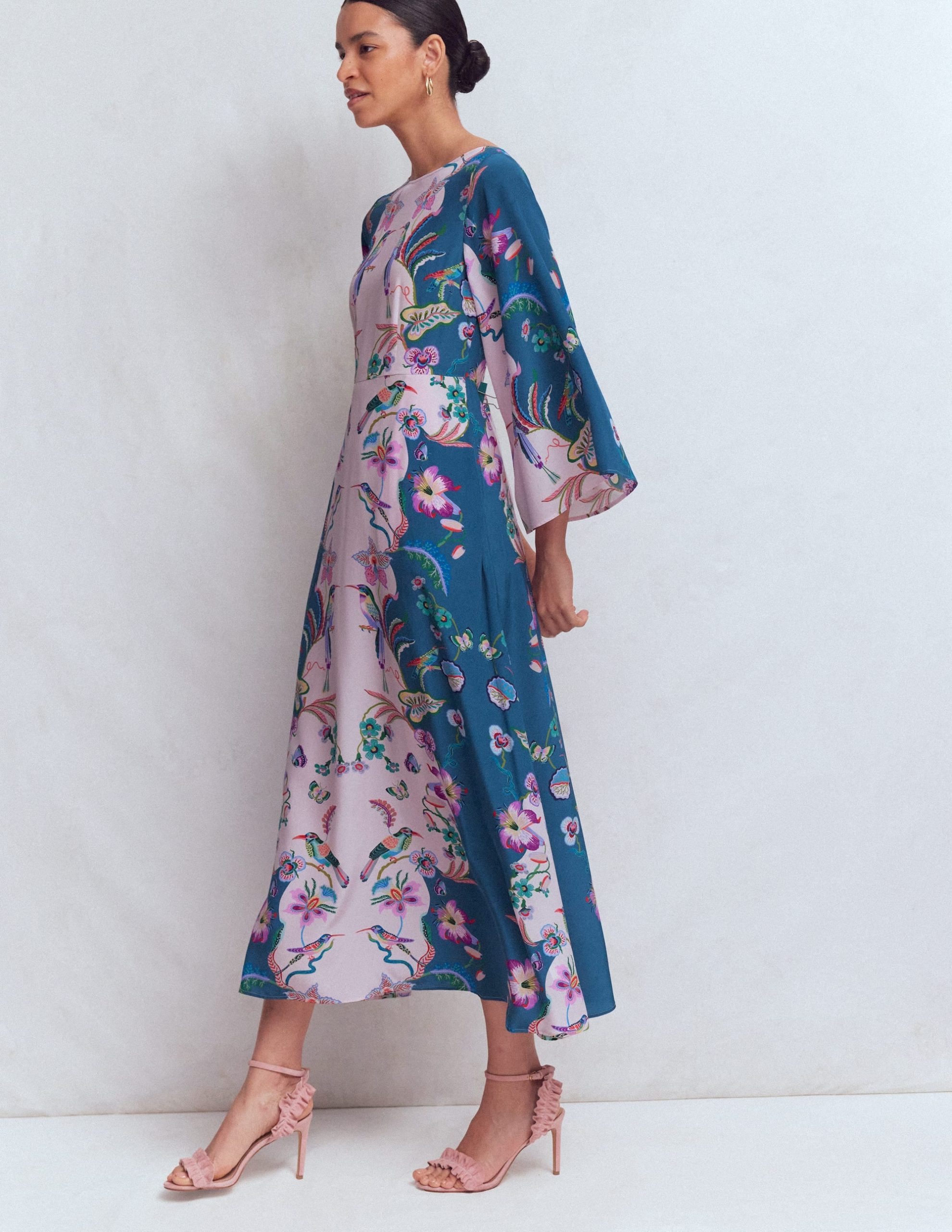 Angel Sleeve Boat Neck Dress-Tourmaline Blue. Orchid Canopy - Image 4