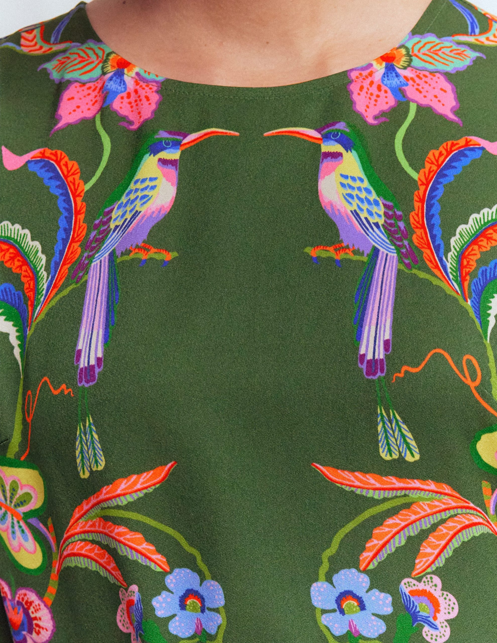 Flared Sleeve Shift Dress-Multi. Orchid Canopy - Image 2