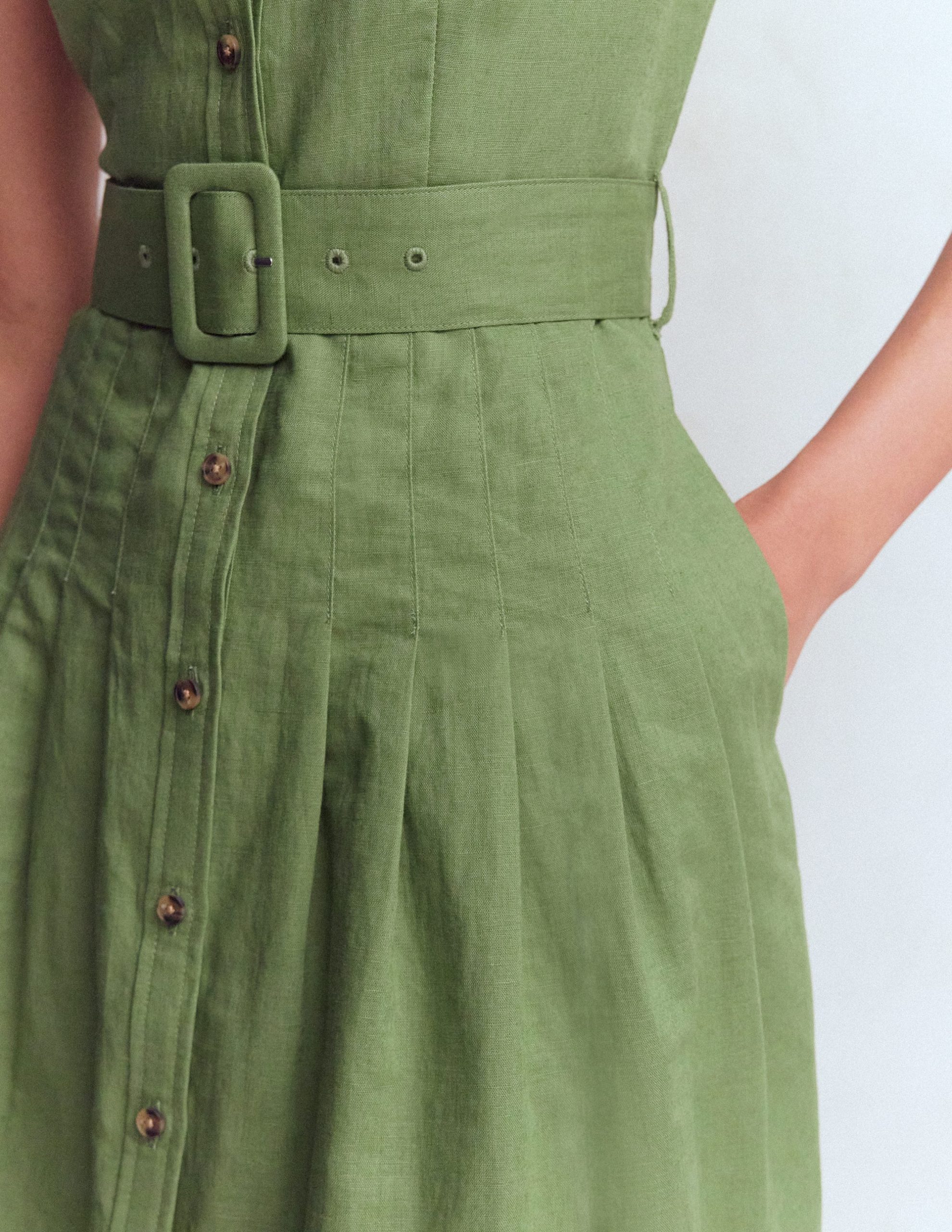 Arabella Short Linen Dress-Safari Green - Image 5