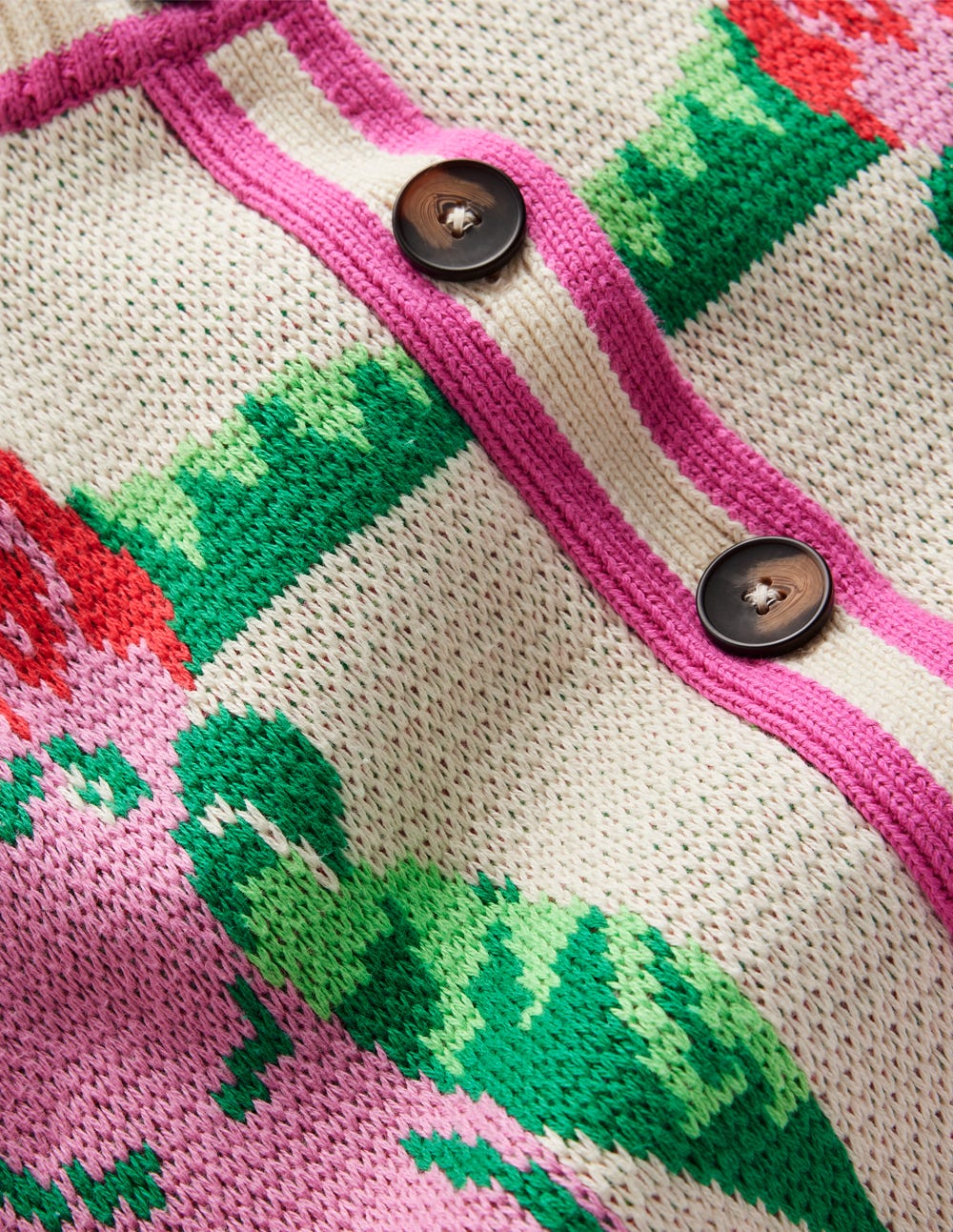Abi Jacquard Cardigan-Warm Ivory. Palm Tree Birds - Image 10