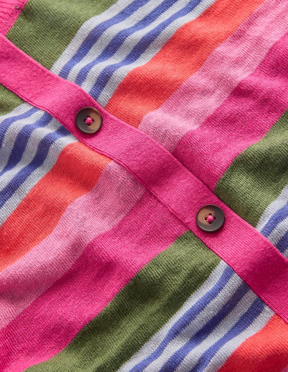 Agnes Linen Button T-Shirt-Multi Stripe - Image 7