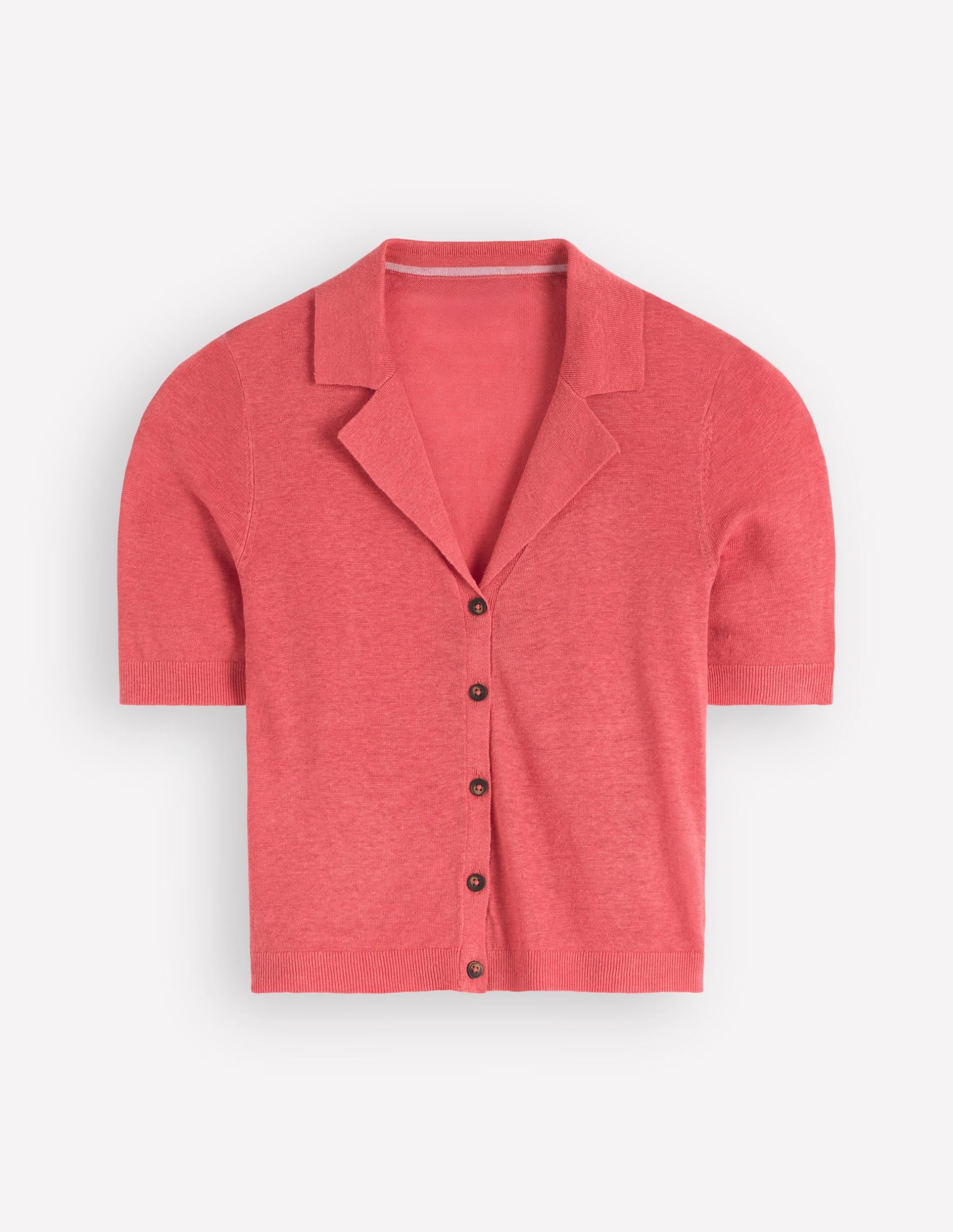 Agnes Collar Linen Cardigan-Coral - Image 5