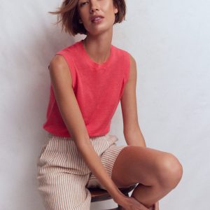Agnes Linen Tank-Pink