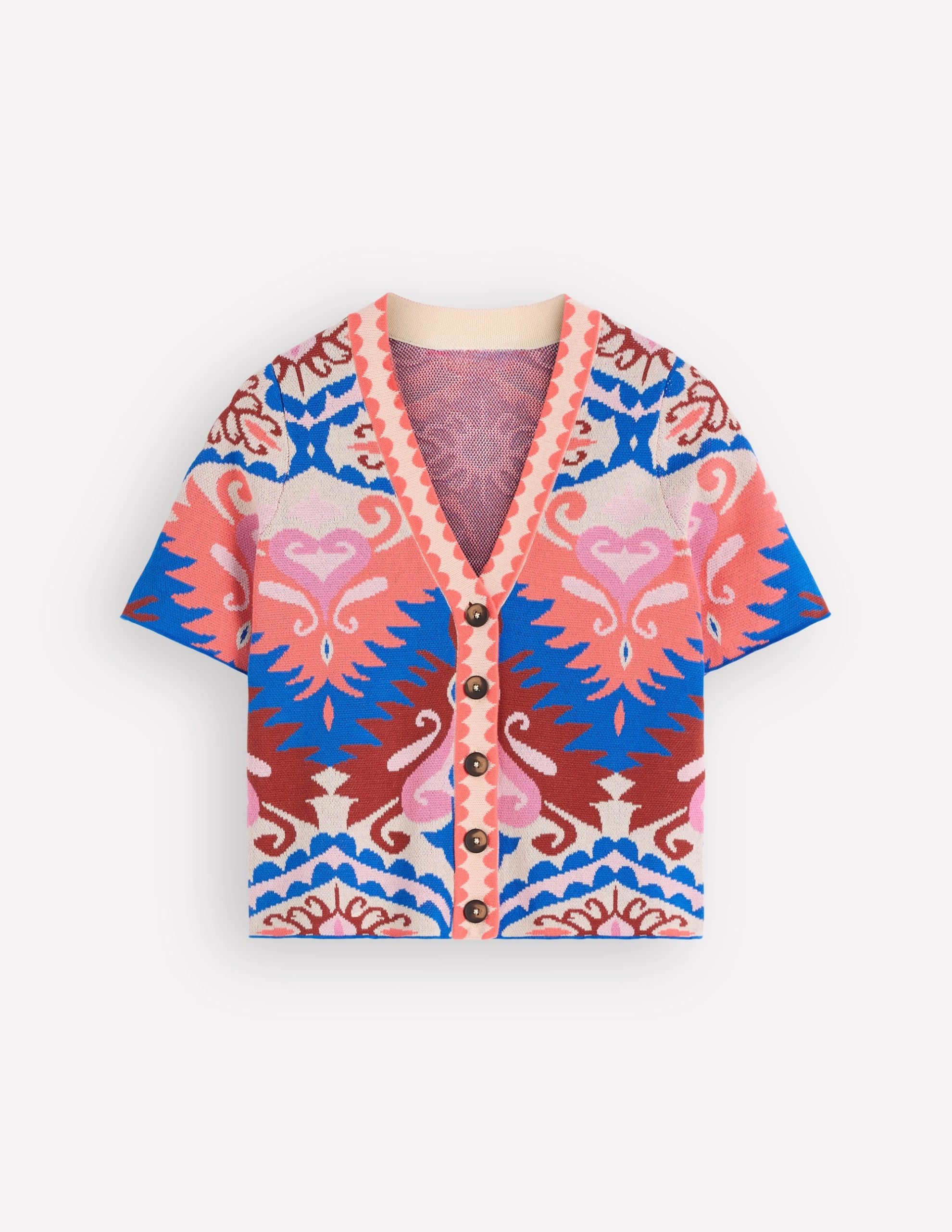 Short Sleeve Jacquard Cardigan-Aztec - Image 7