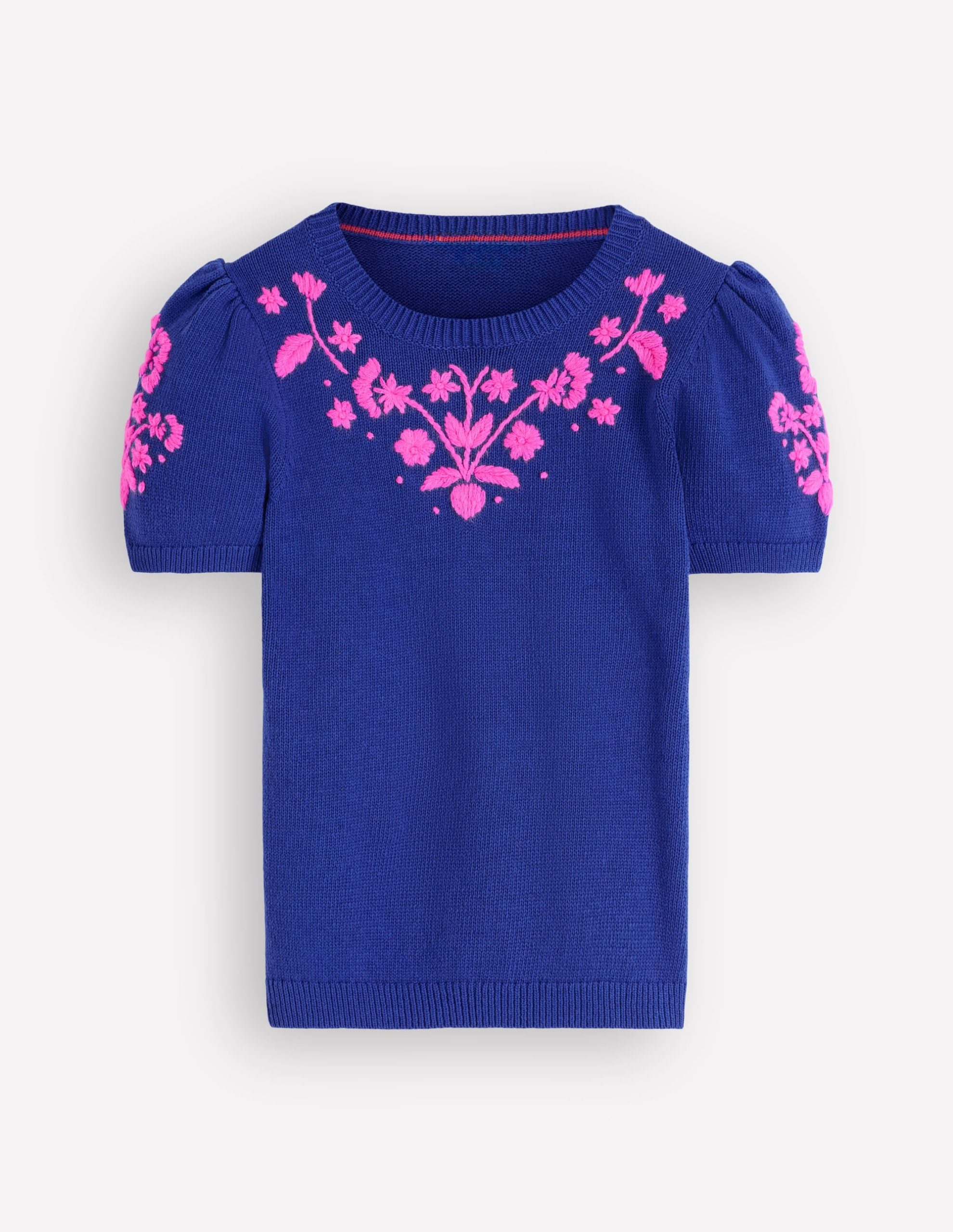 Monica Knitted T-Shirt-Blue Embroidery - Image 5