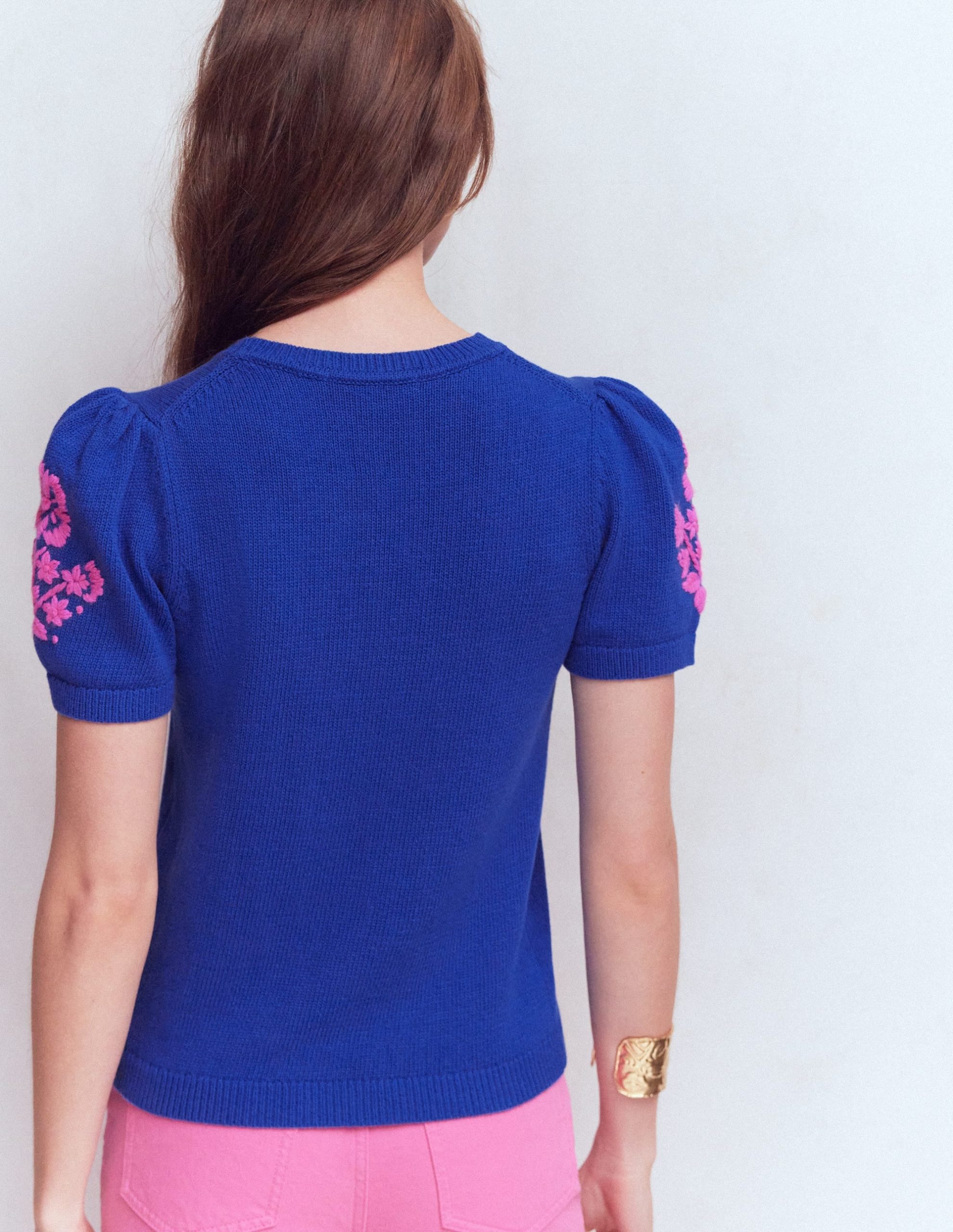 Monica Knitted T-Shirt-Blue Embroidery - Image 3