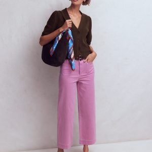 Hayley Cotton V-neck Cardigan-Espresso