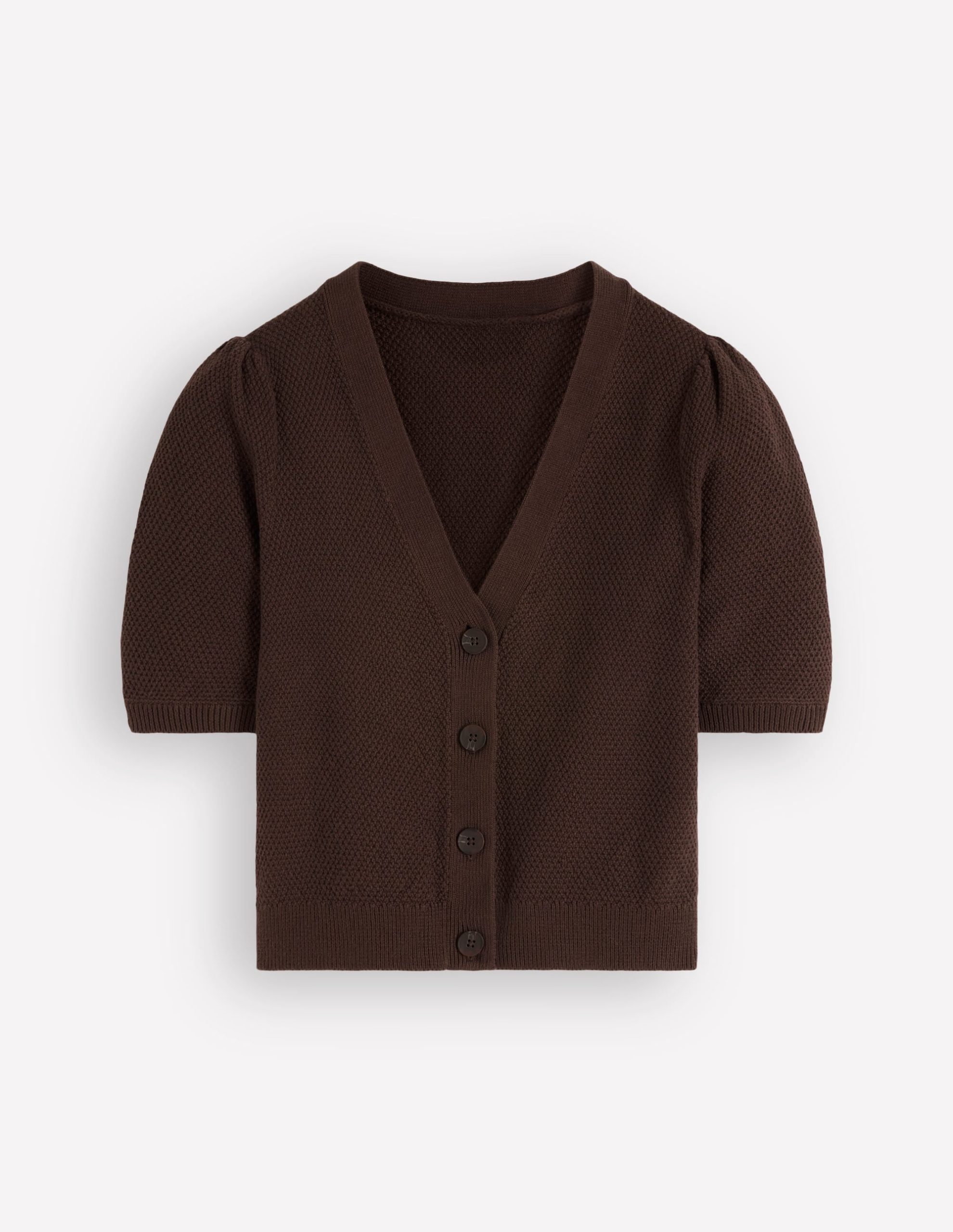 Hayley Cotton V-neck Cardigan-Espresso - Image 6