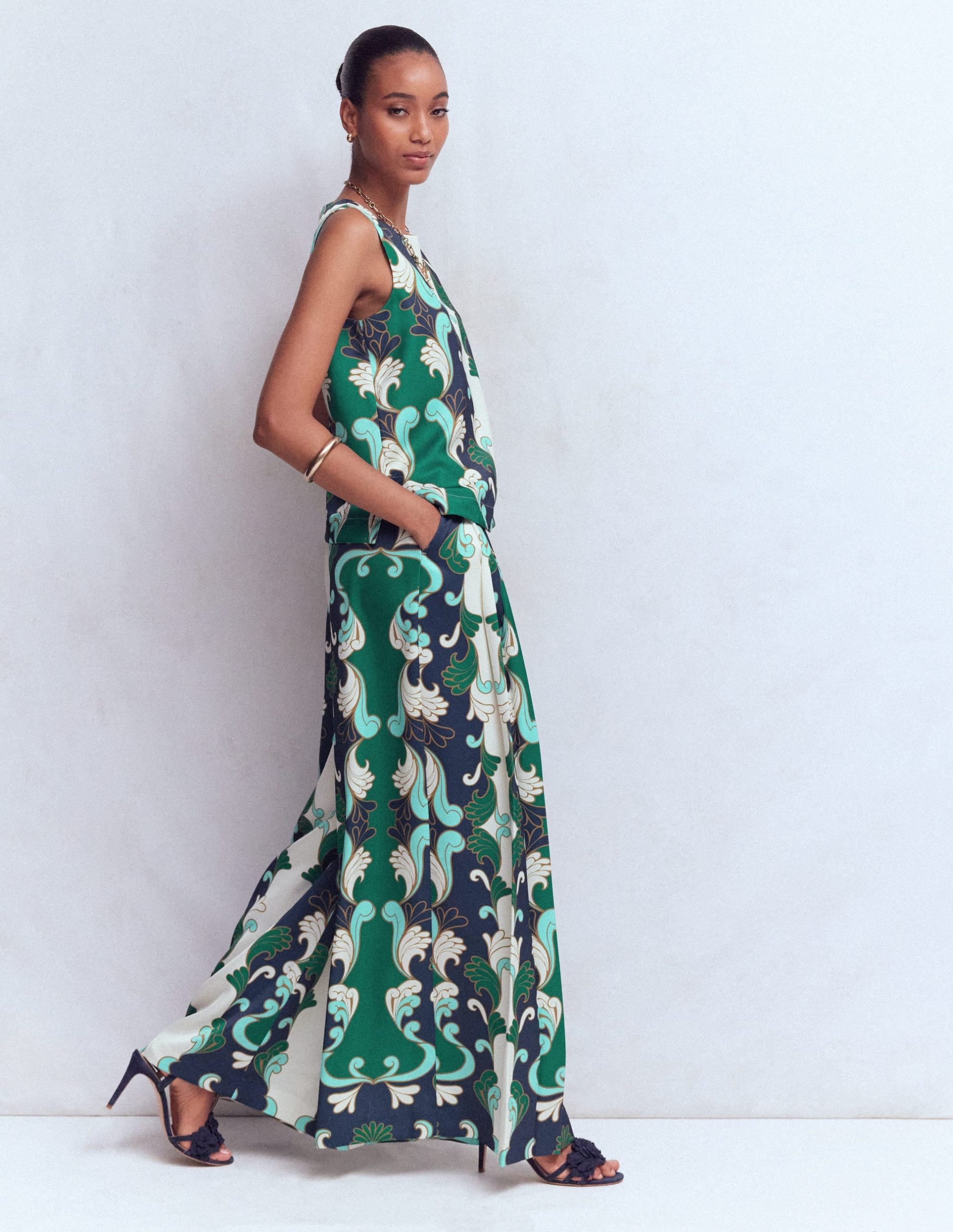 Regent Wide Leg Pants-Ivory. Foliage Whirl - Image 2