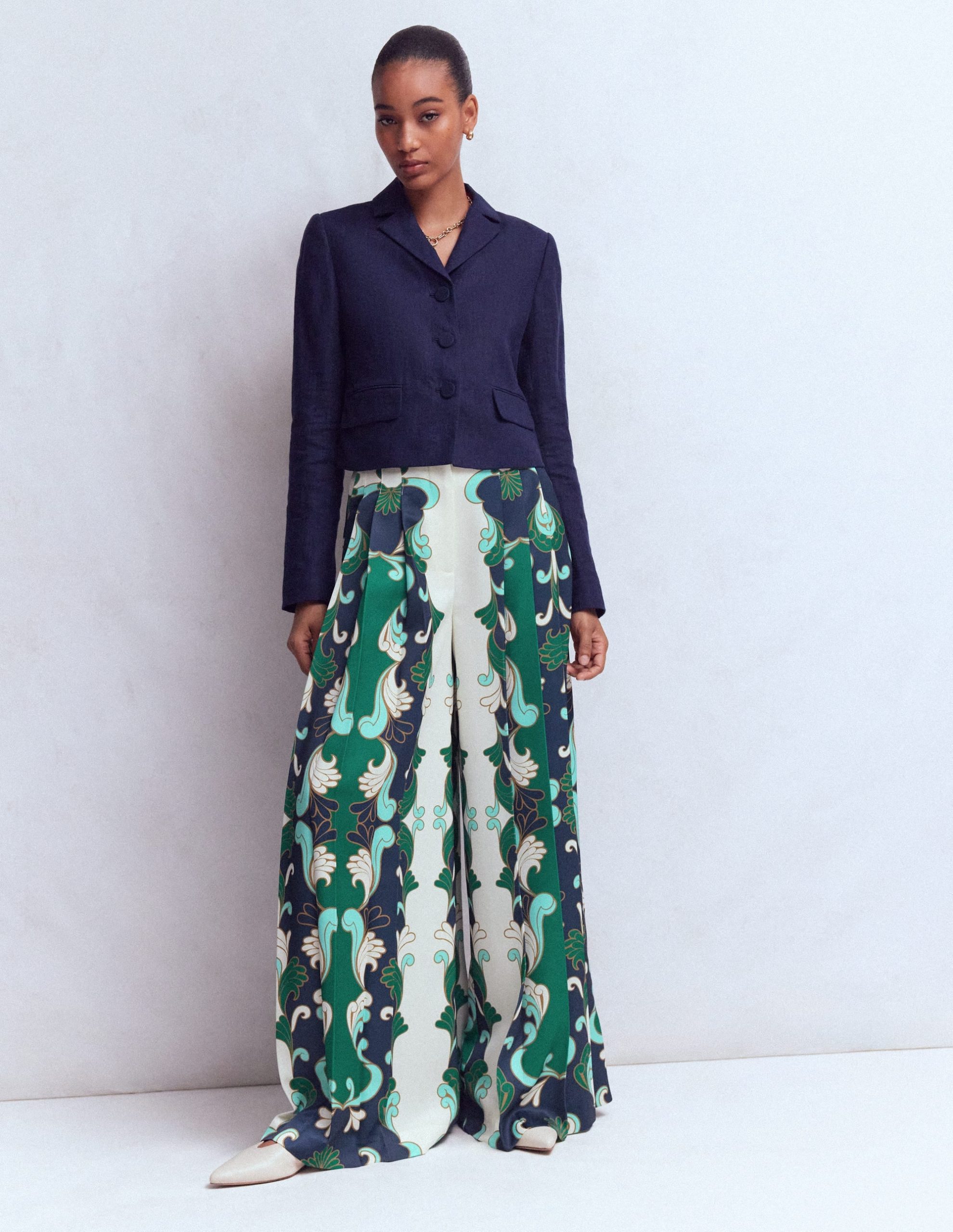 Regent Wide Leg Pants-Ivory. Foliage Whirl - Image 6