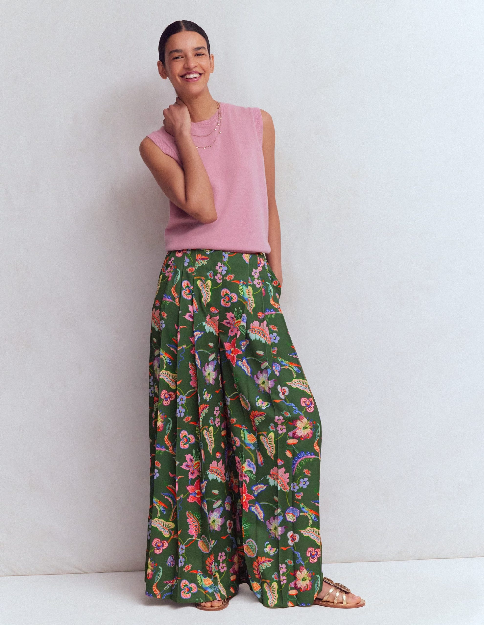 Regent Wide Leg Pants-Hunter Green. Orchid Canopy