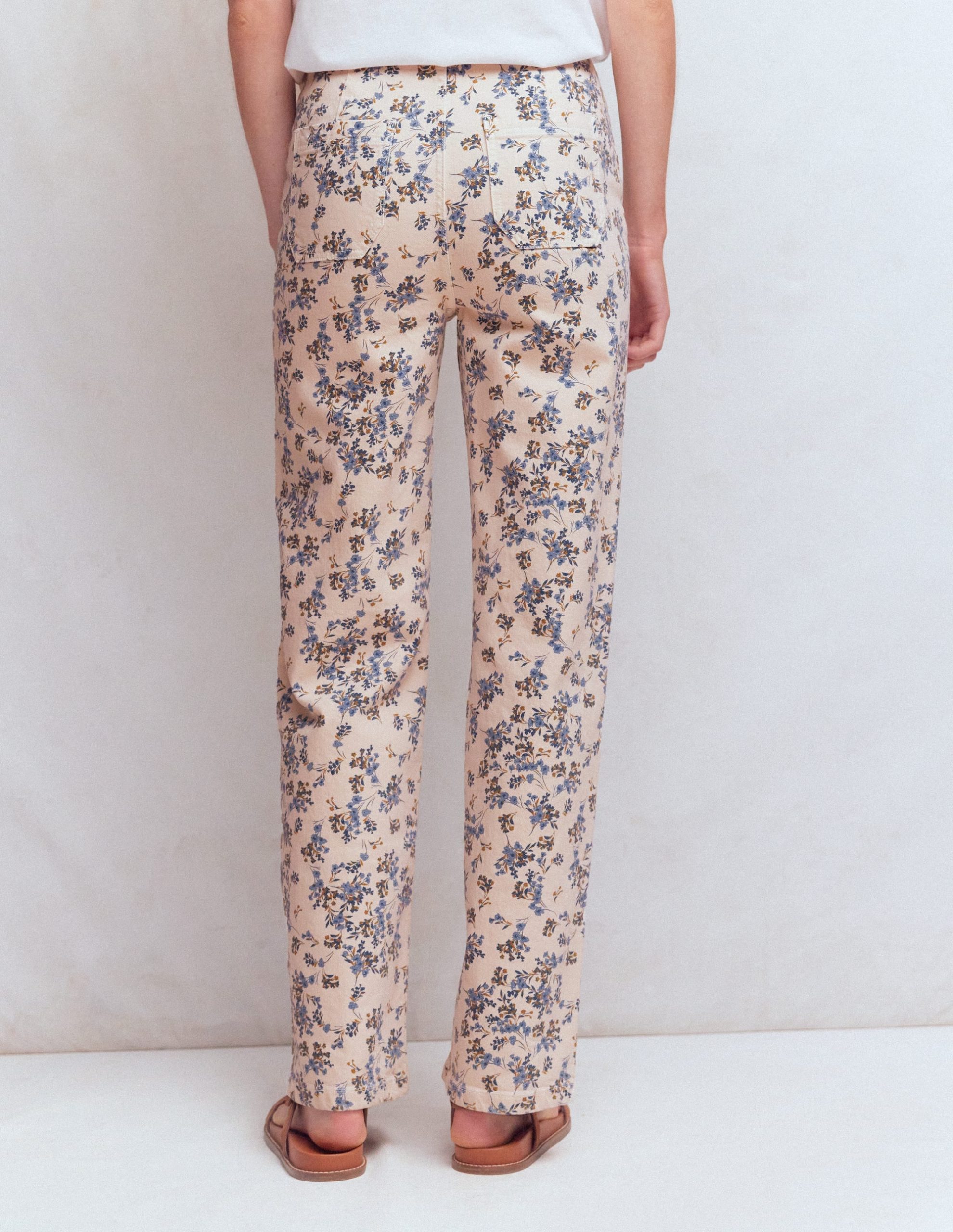 Straight Leg Pocket Jeans-Ivory Floral - Image 3