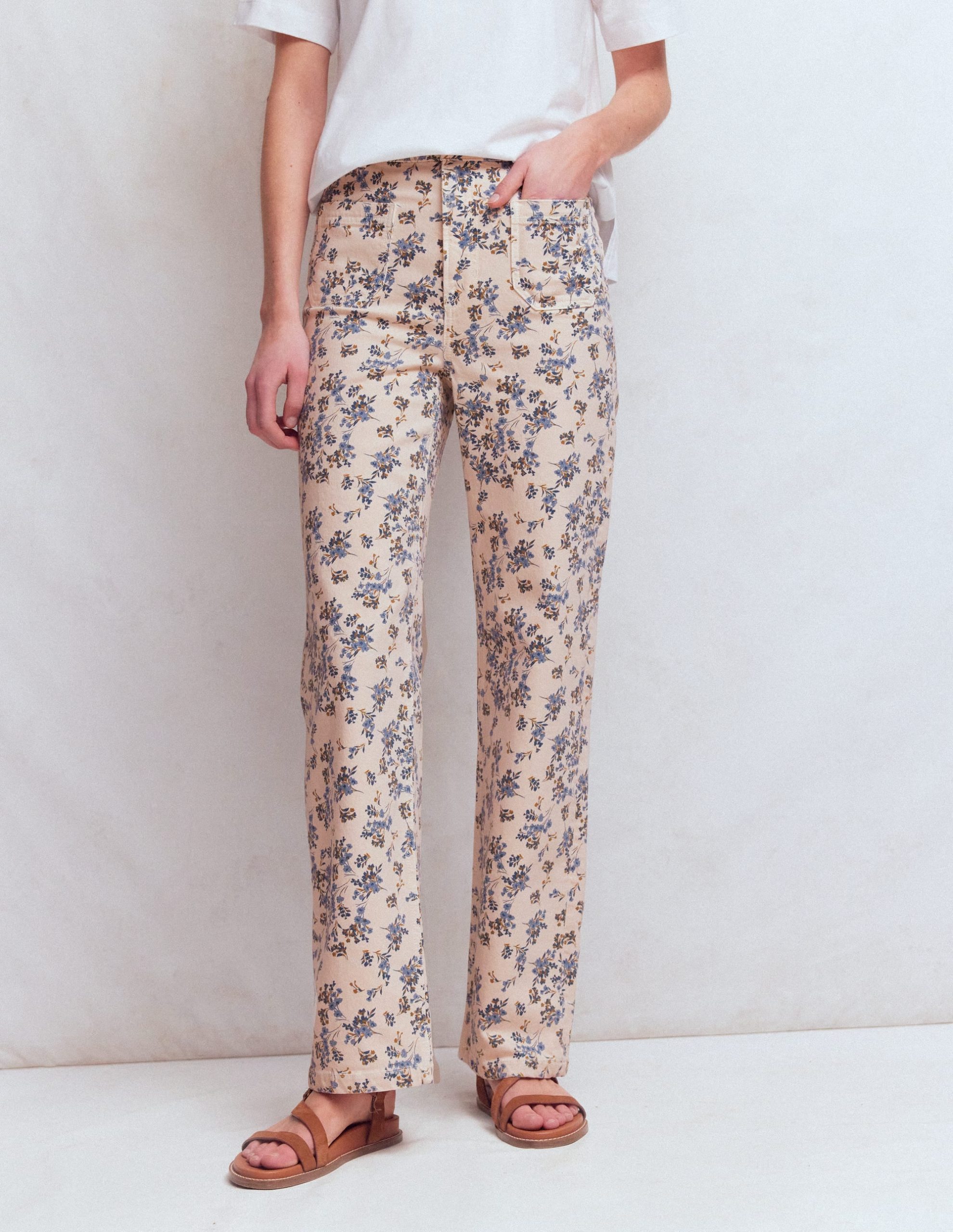 Straight Leg Pocket Jeans-Ivory Floral - Image 4
