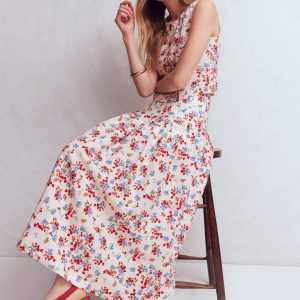 Valentina Linen Skirt-Ivory. Bloom Scatter