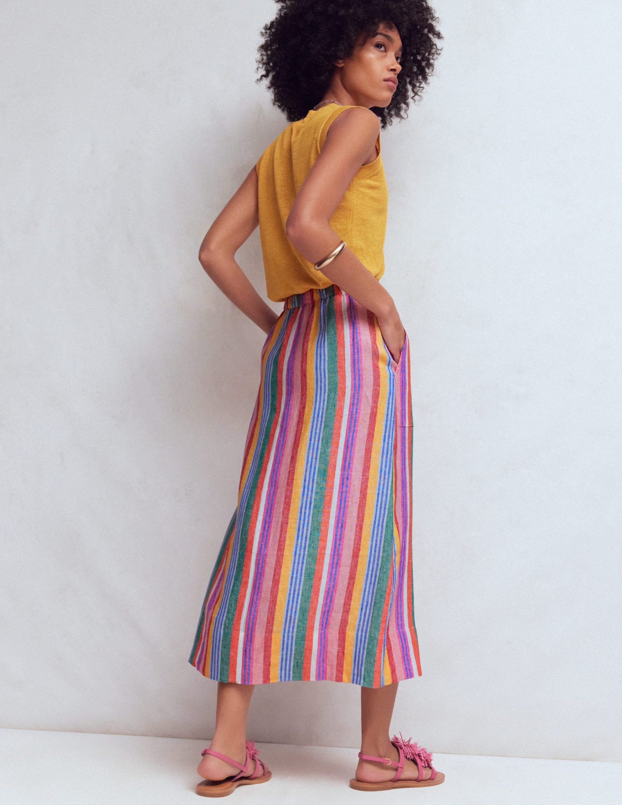 Layla Linen Skirt-Hot Varigated Multistripe - Image 3