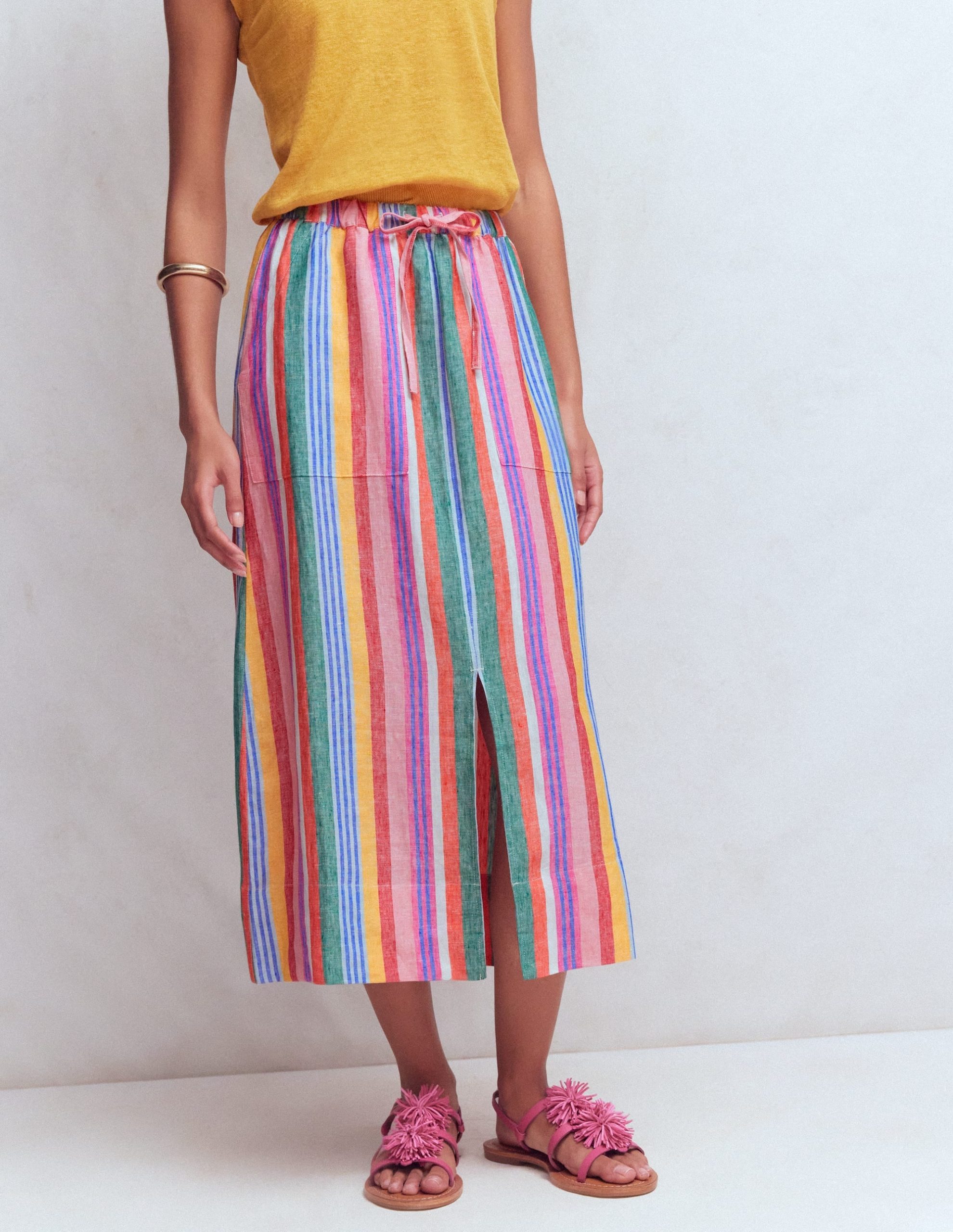 Layla Linen Skirt-Hot Varigated Multistripe - Image 4