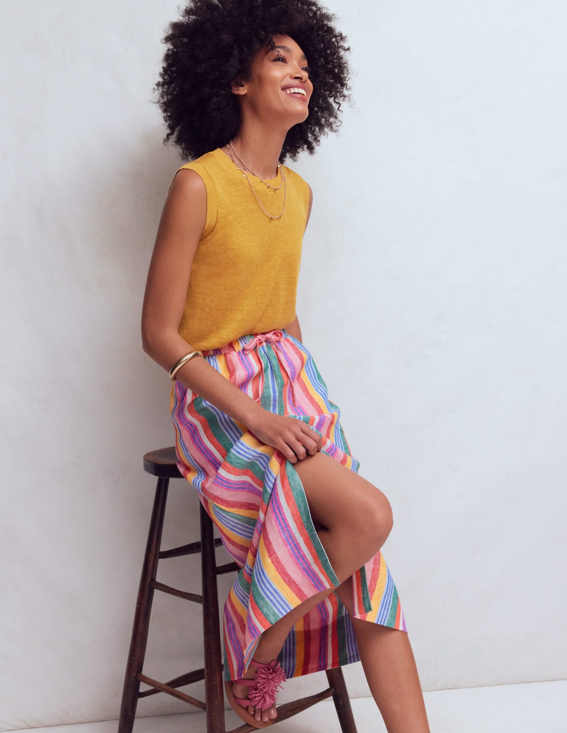 Layla Linen Skirt-Hot Varigated Multistripe - Image 5
