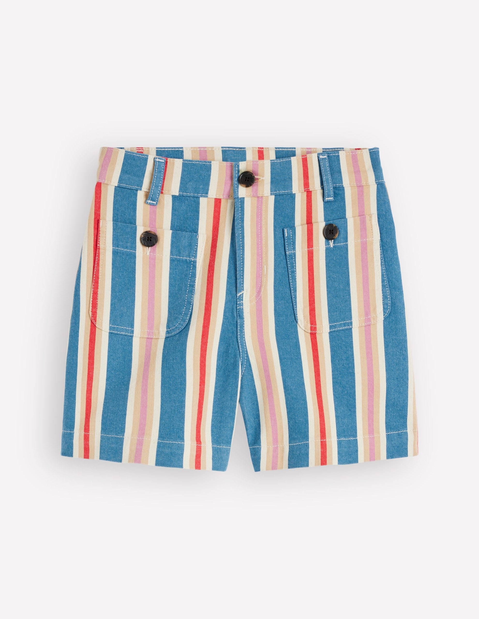 Primrose Denim Shorts-Blue. Pink. Red Multistripe - Image 7