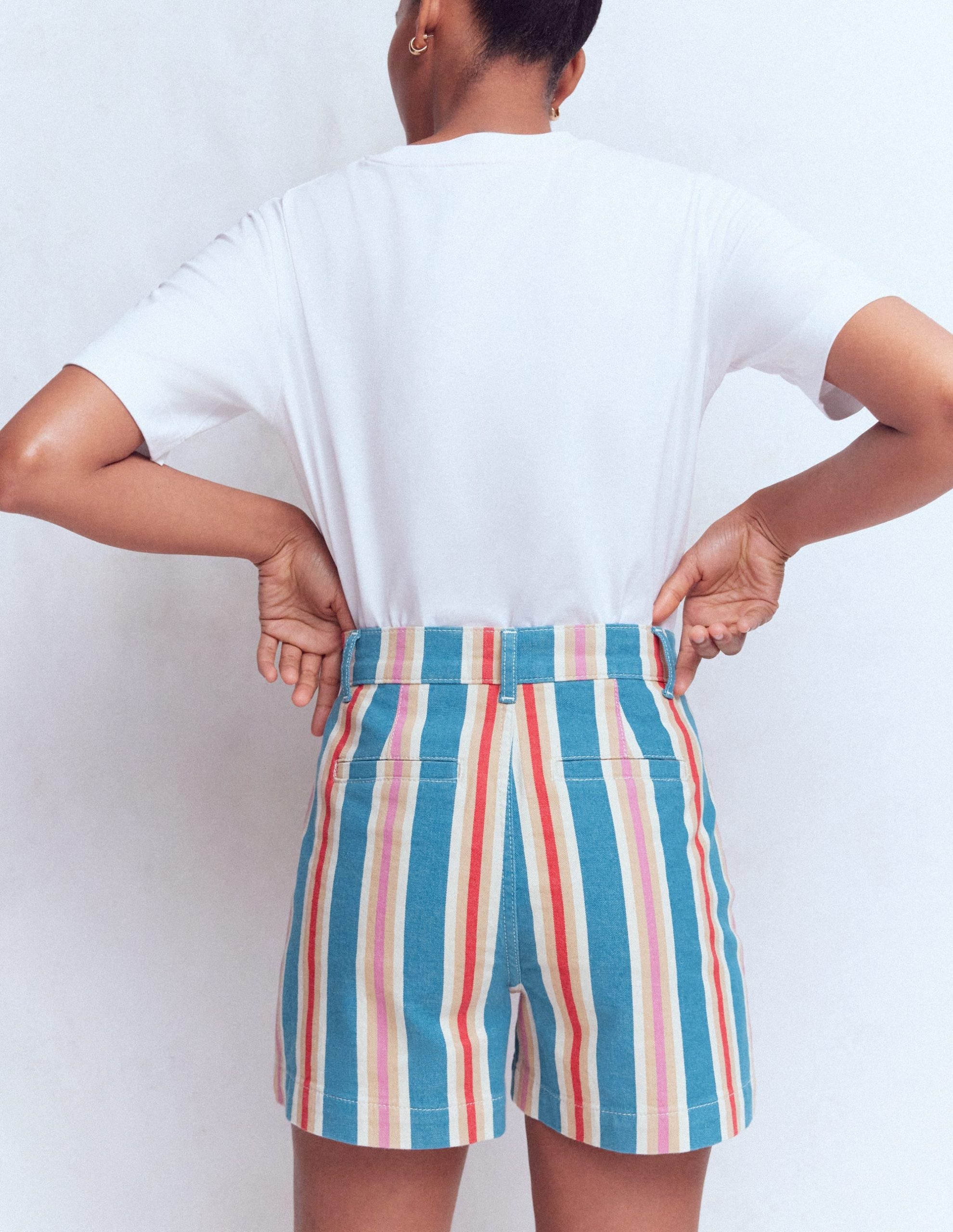 Primrose Denim Shorts-Blue. Pink. Red Multistripe - Image 3