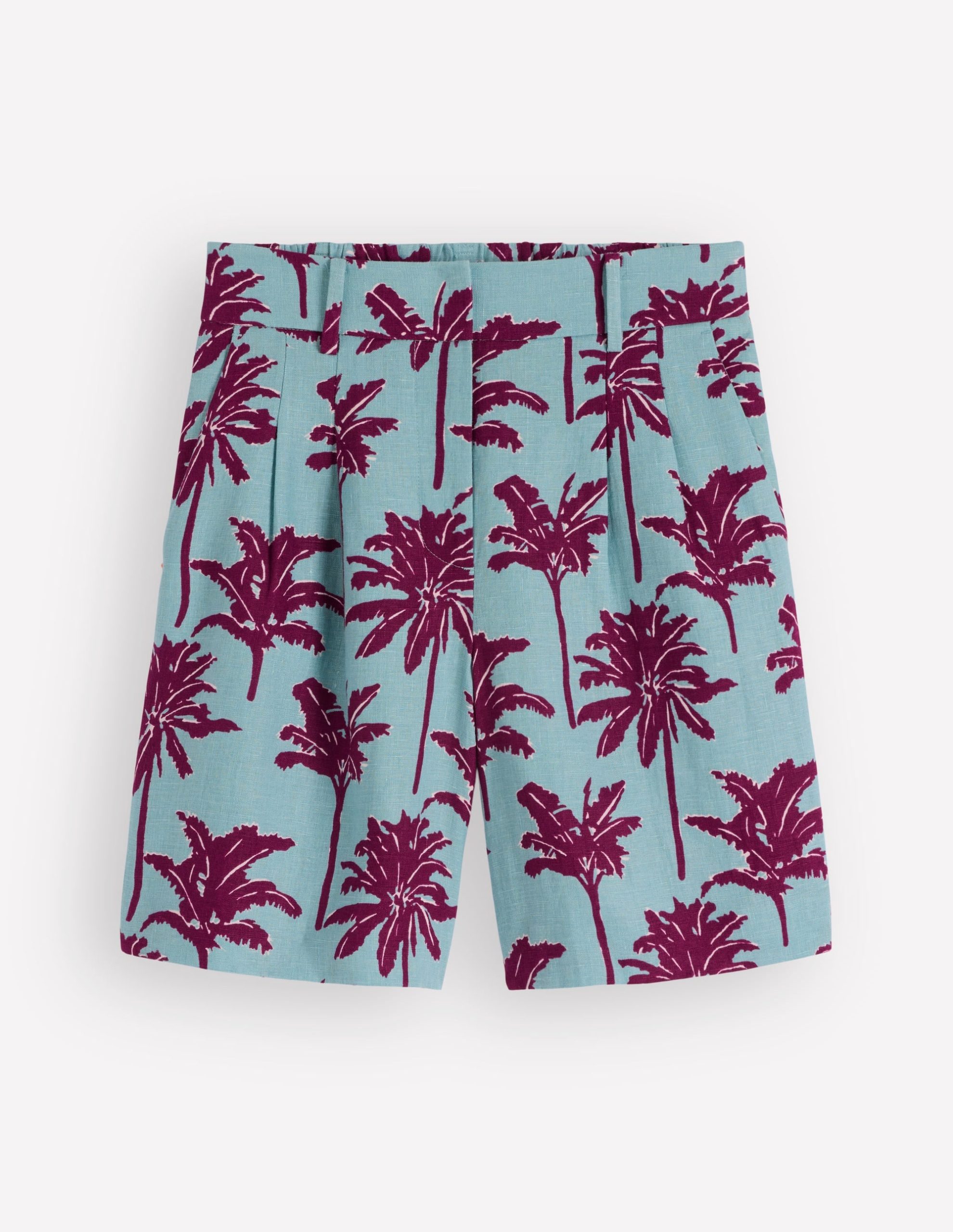 Kensington Linen Shorts-Seamist Blue. Palm Paradise - Image 9