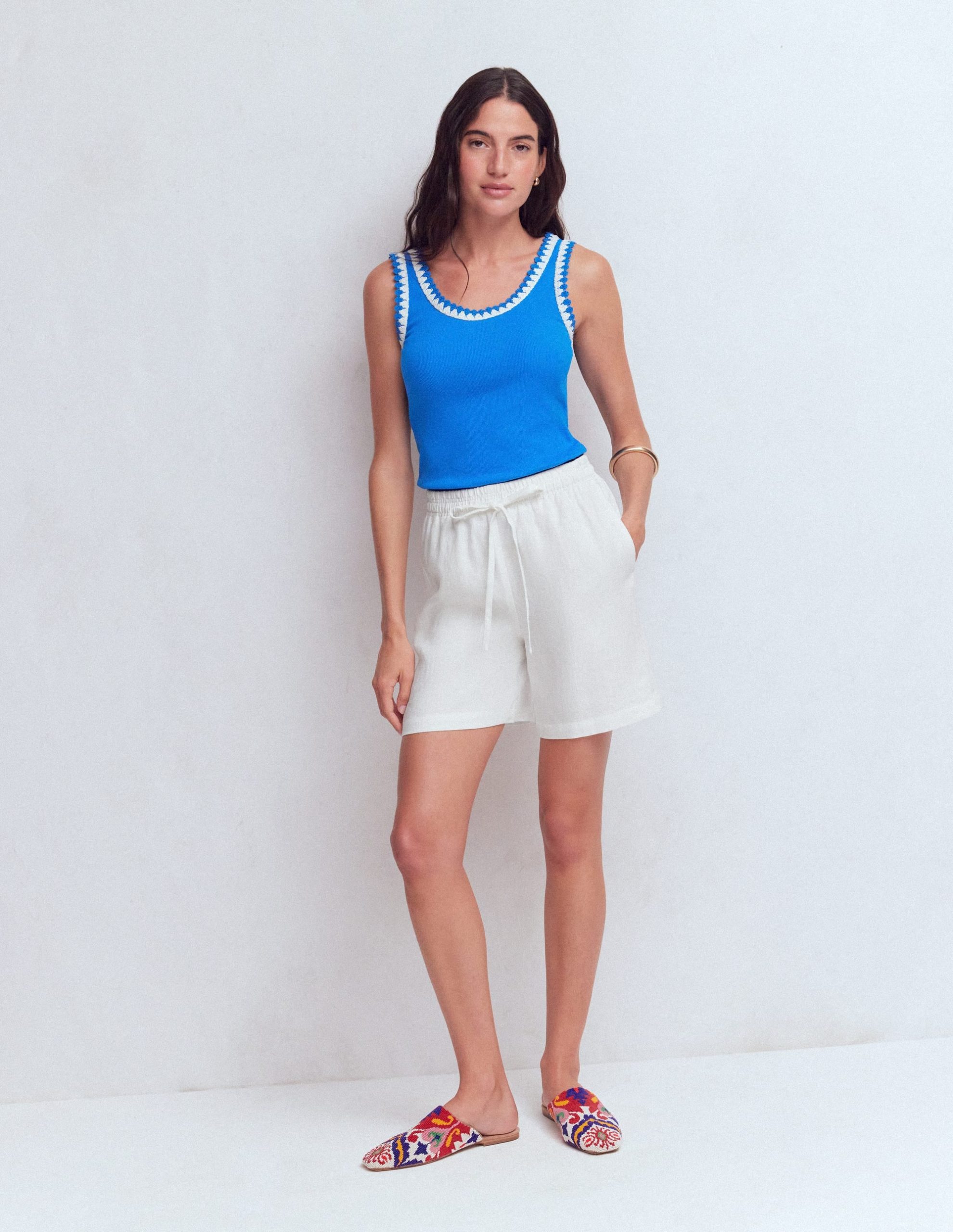 Islington Linen Shorts-White - Image 5