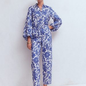 Islington Linen Crop Pants-Mazarine Blue. Tigers Paradise