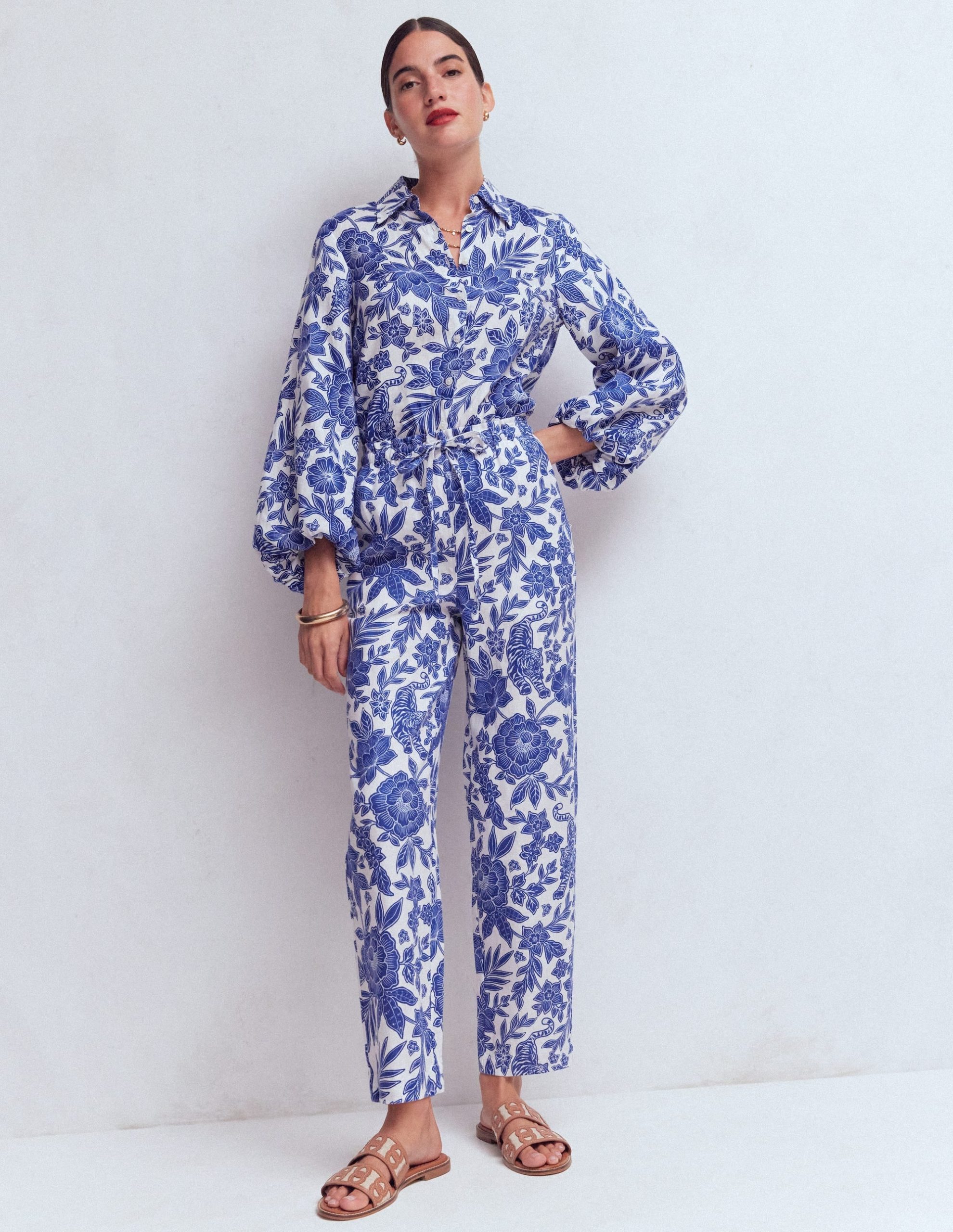 Islington Linen Crop Pants-Mazarine Blue. Tigers Paradise