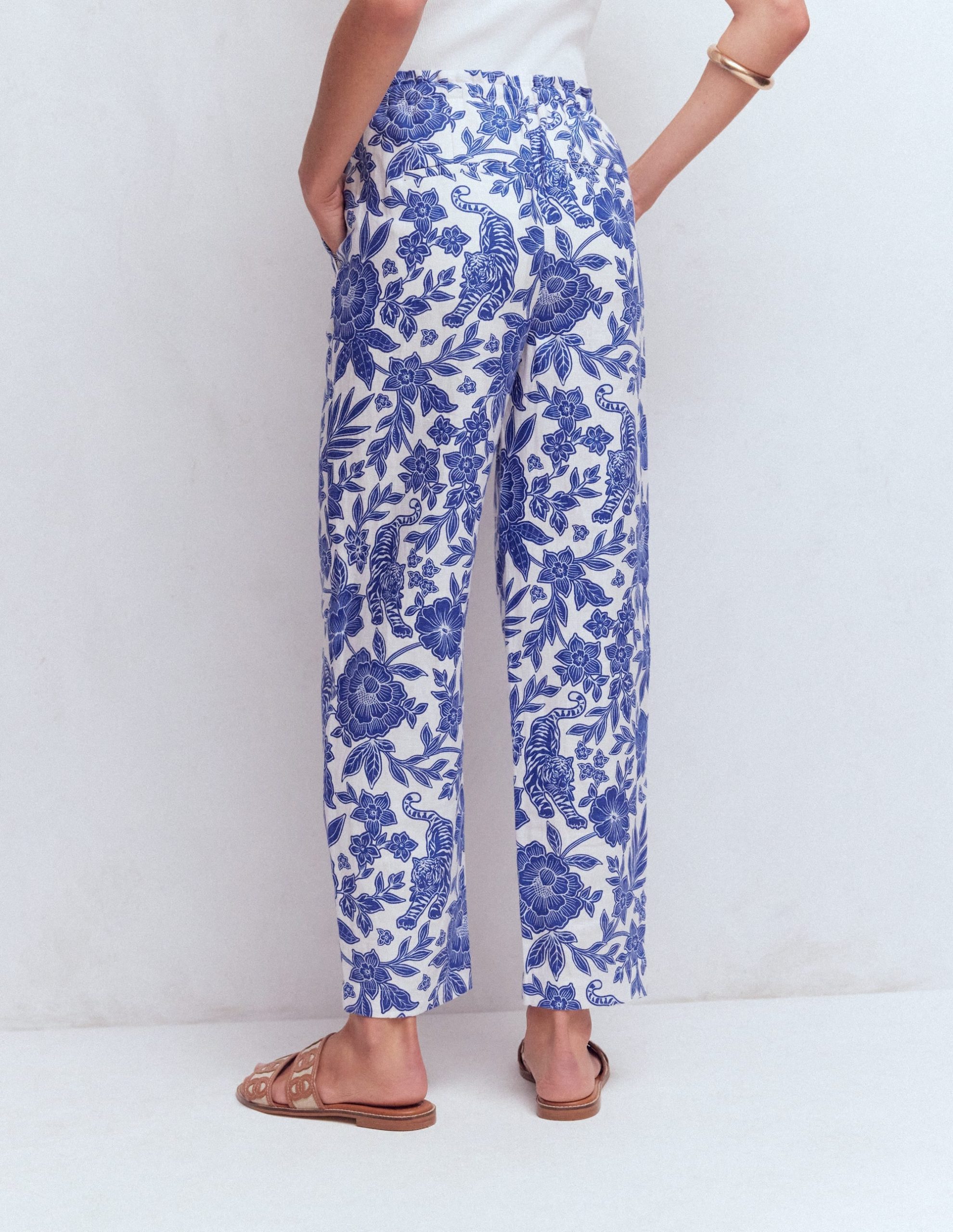 Islington Linen Crop Pants-Mazarine Blue. Tigers Paradise - Image 3