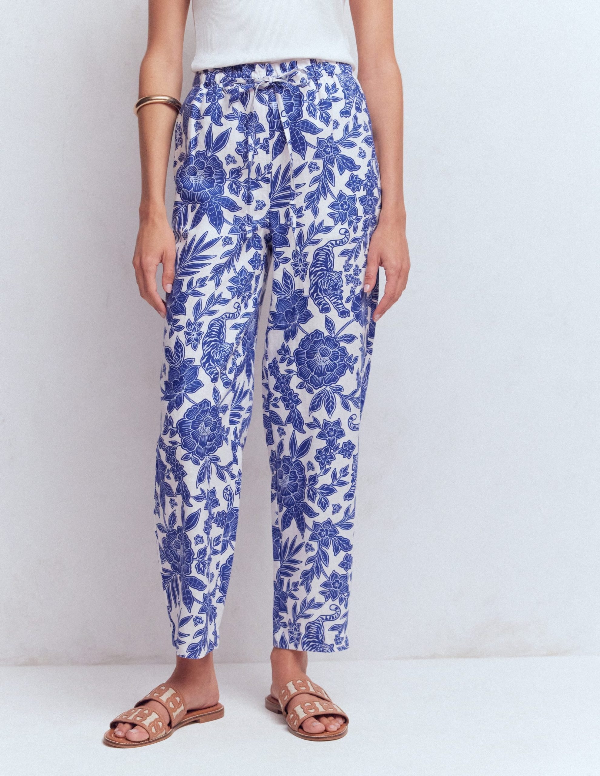 Islington Linen Crop Pants-Mazarine Blue. Tigers Paradise - Image 4