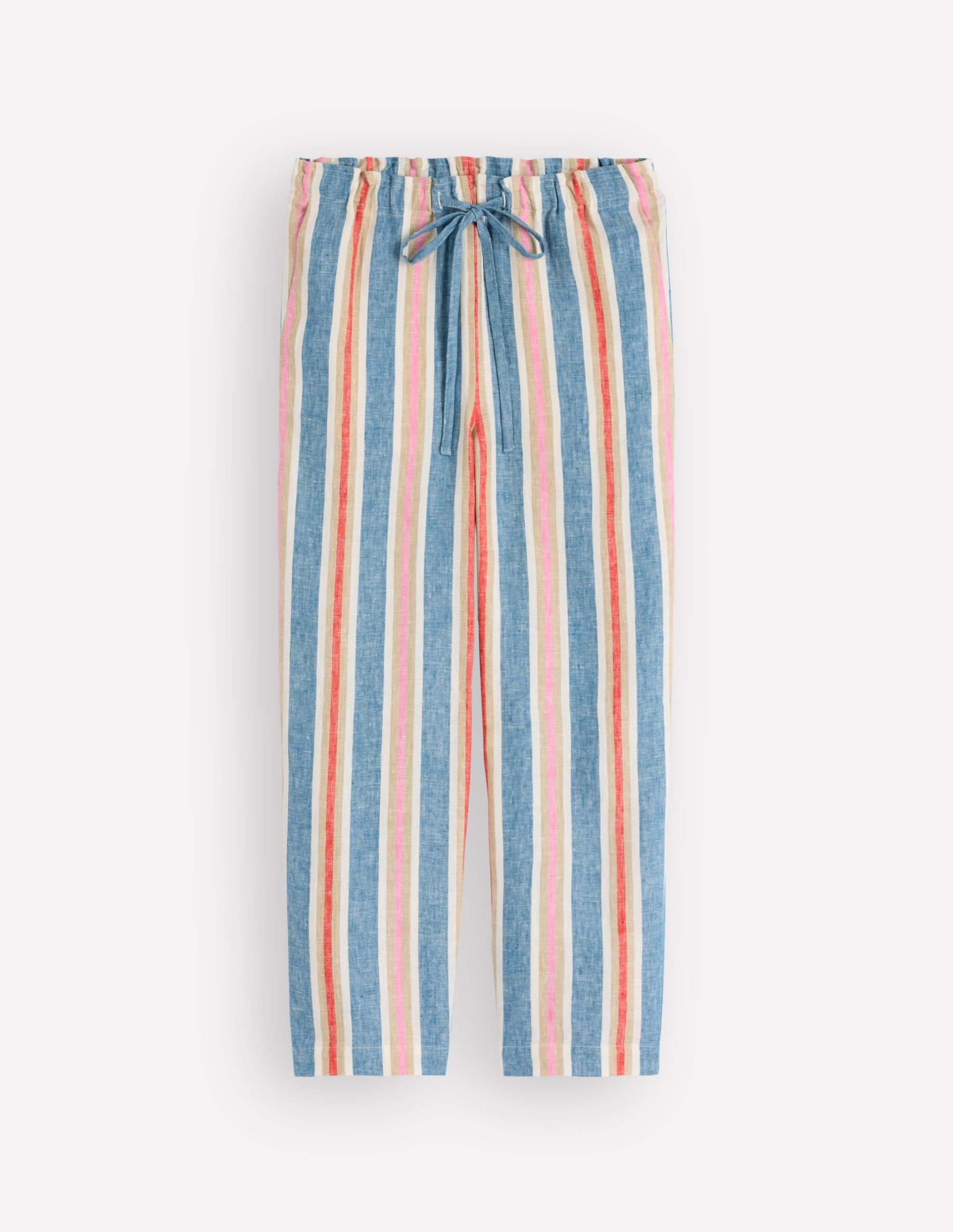 Islington Linen Crop Pants-Blue. Pink. Red Multistripe - Image 6