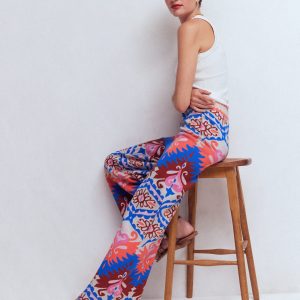 Jacquard Knitted Pants-Multi Aztec