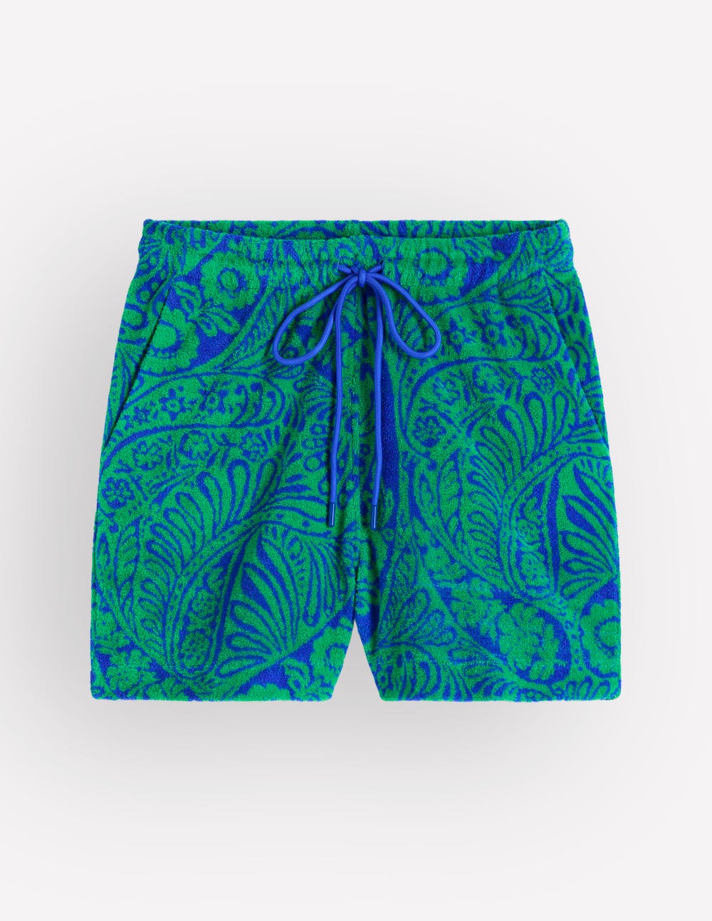 Islington Towelling Shorts-Green/ Blue. Enchanted Paisley - Image 5