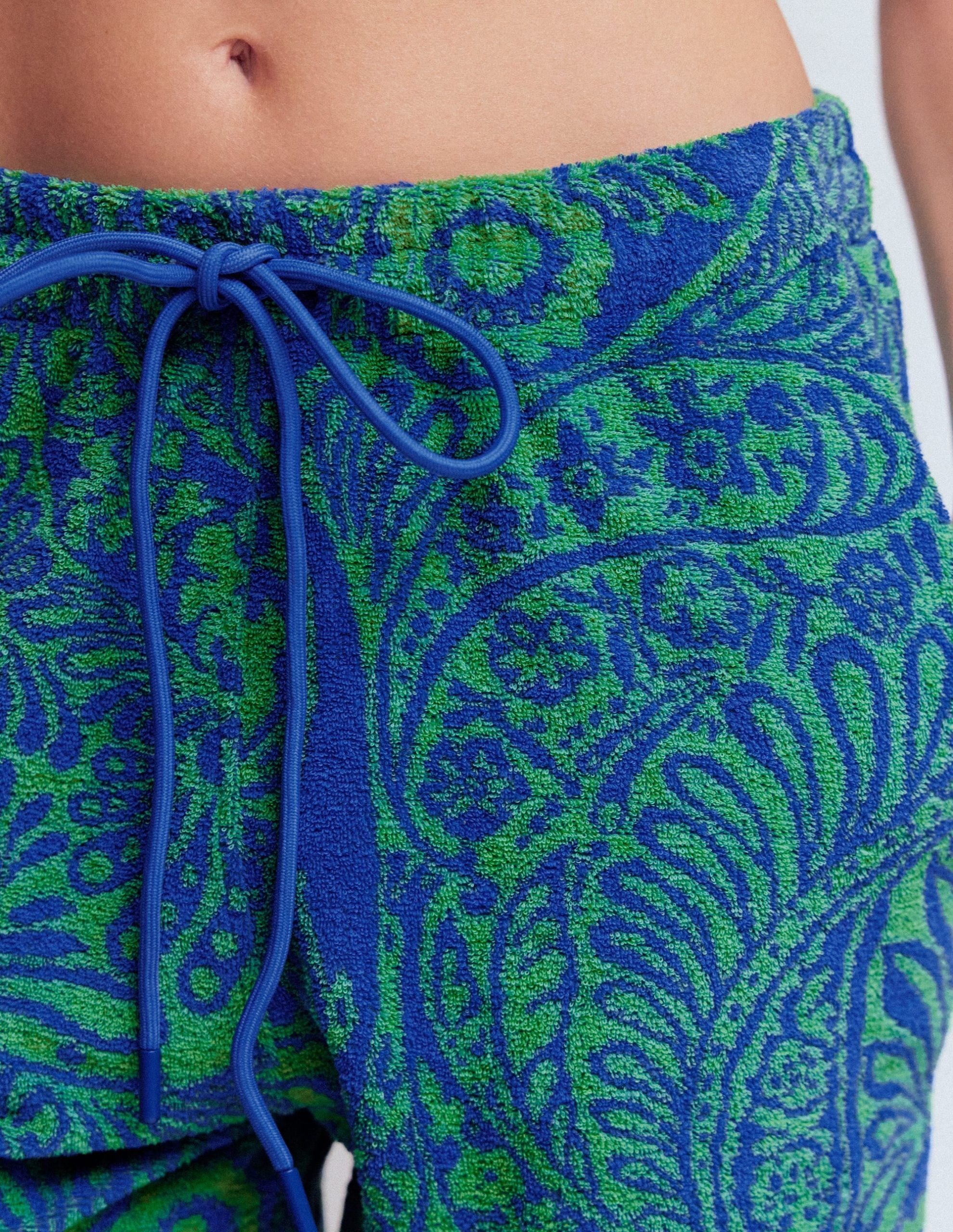 Islington Towelling Shorts-Green/ Blue. Enchanted Paisley - Image 2