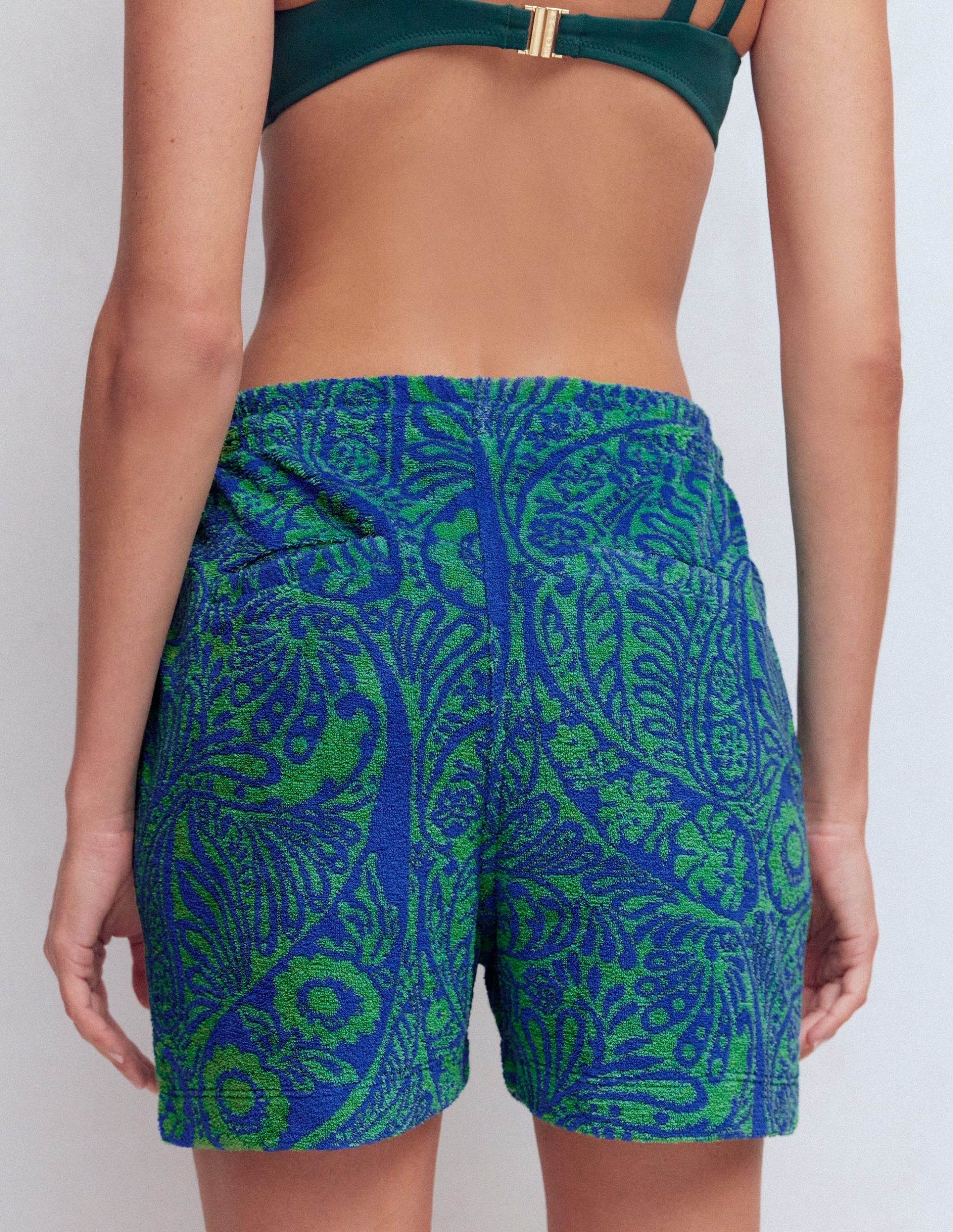 Islington Towelling Shorts-Green/ Blue. Enchanted Paisley - Image 3