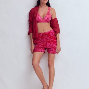 Islington Towelling Shorts-Salsa. Floral