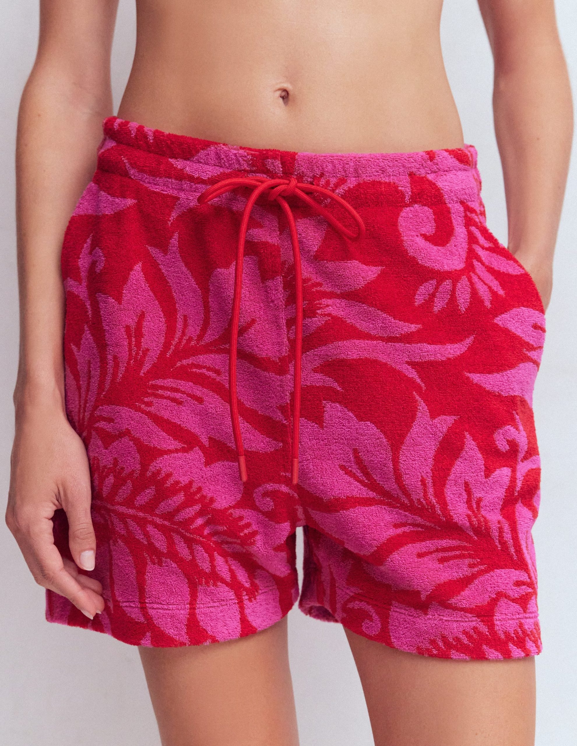 Islington Towelling Shorts-Salsa. Floral - Image 4