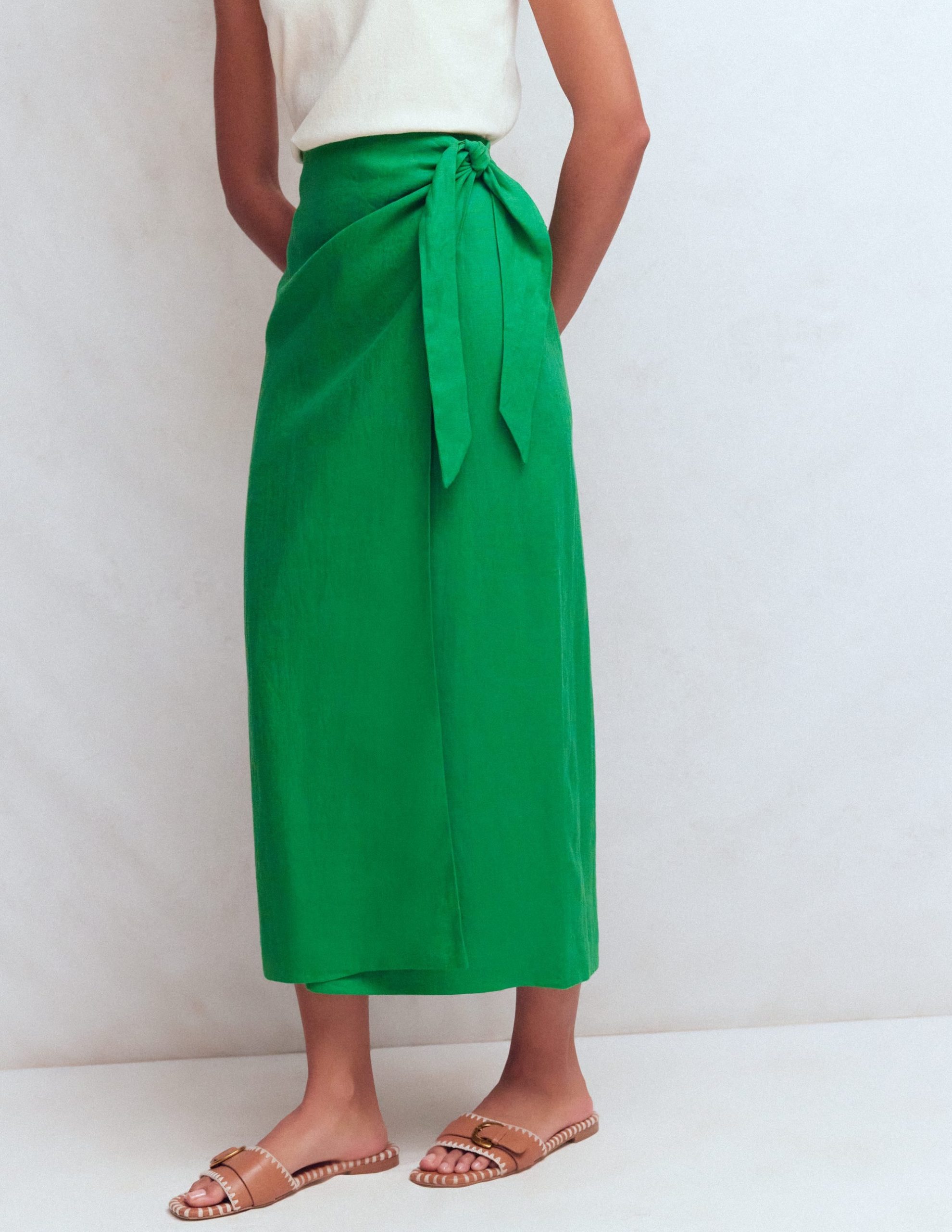 Dimitra Linen Column Skirt-Rich Emerald - Image 4