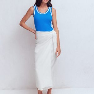 Dimitra Linen Column Skirt-White