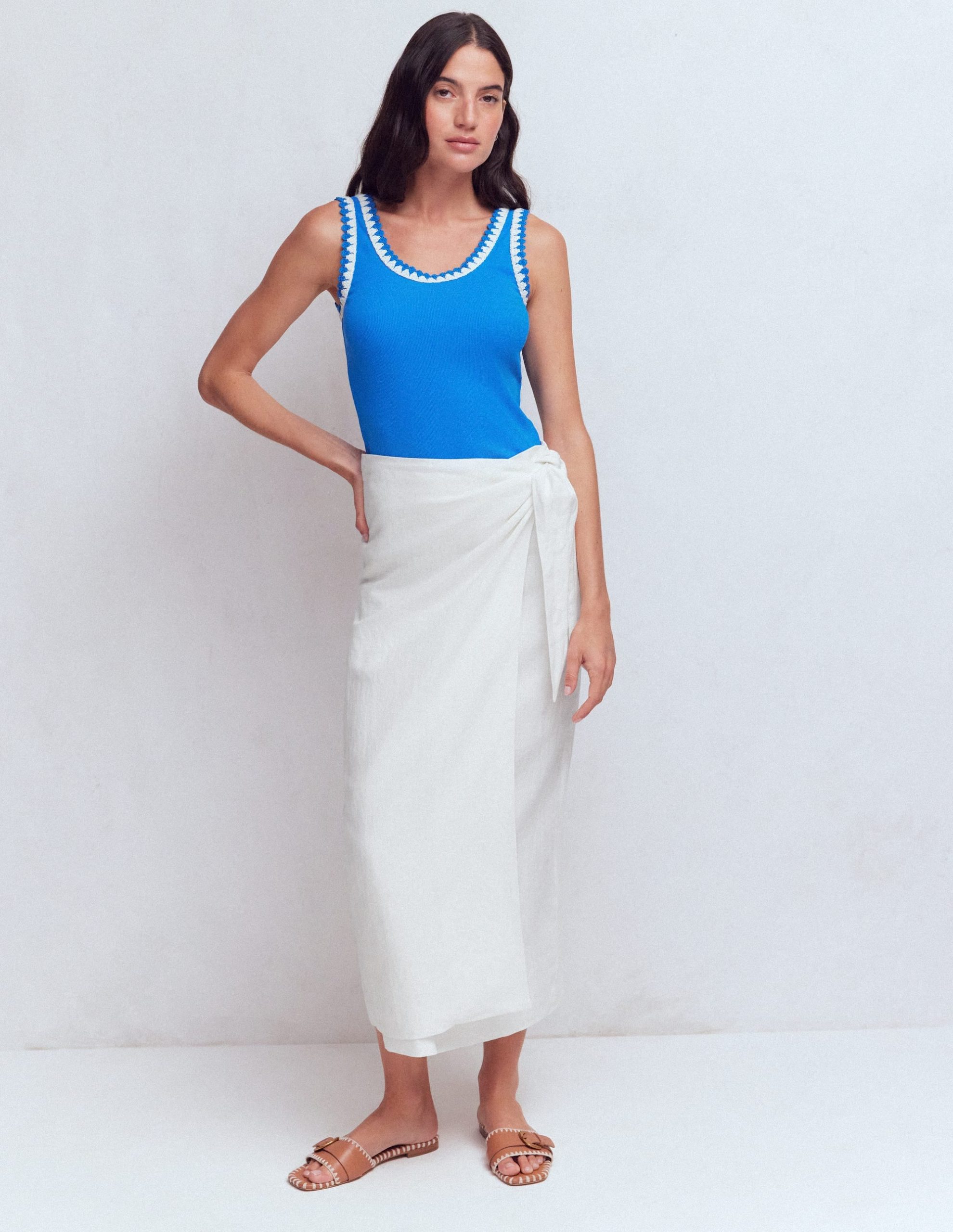 Dimitra Linen Column Skirt-White