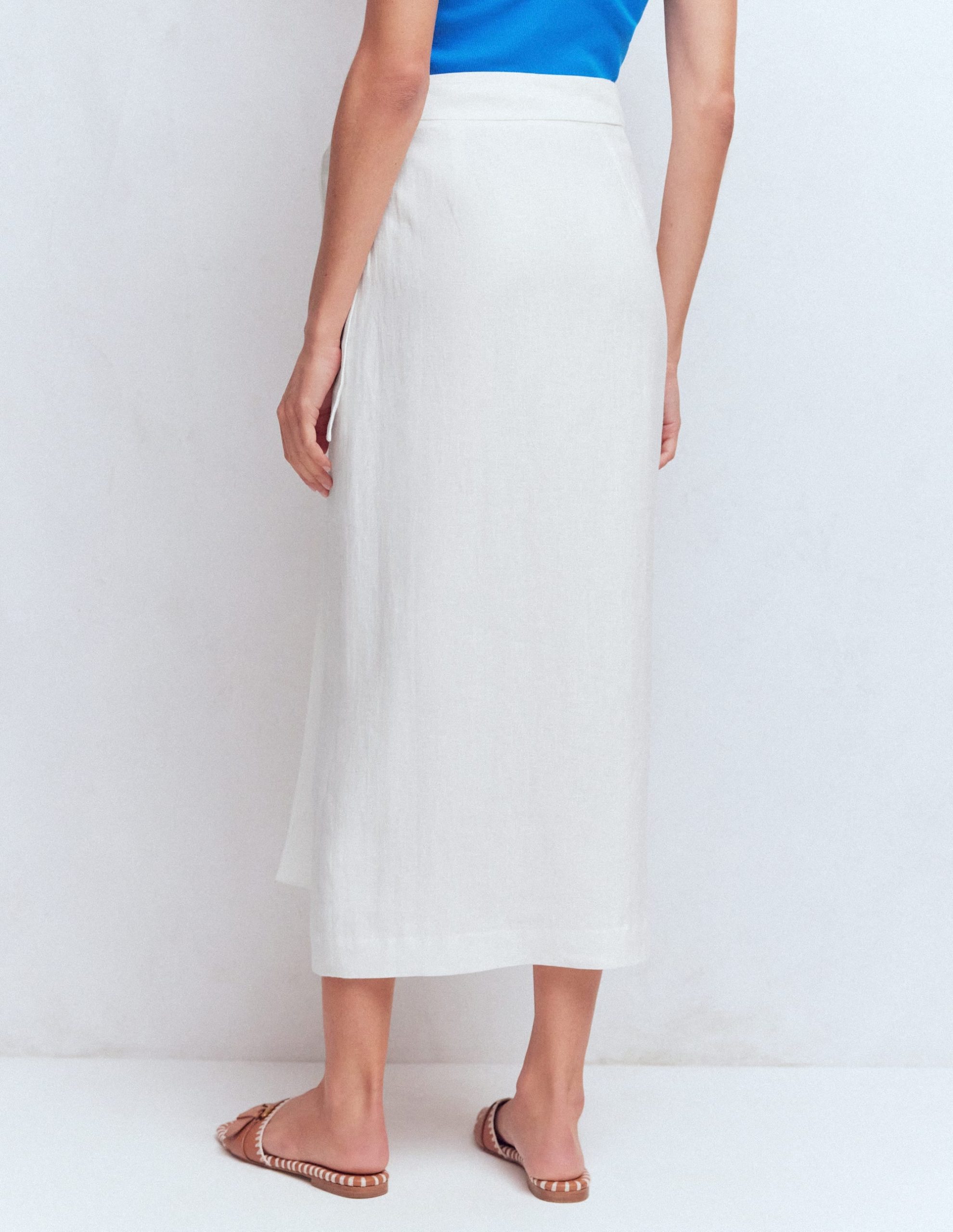 Dimitra Linen Column Skirt-White - Image 3