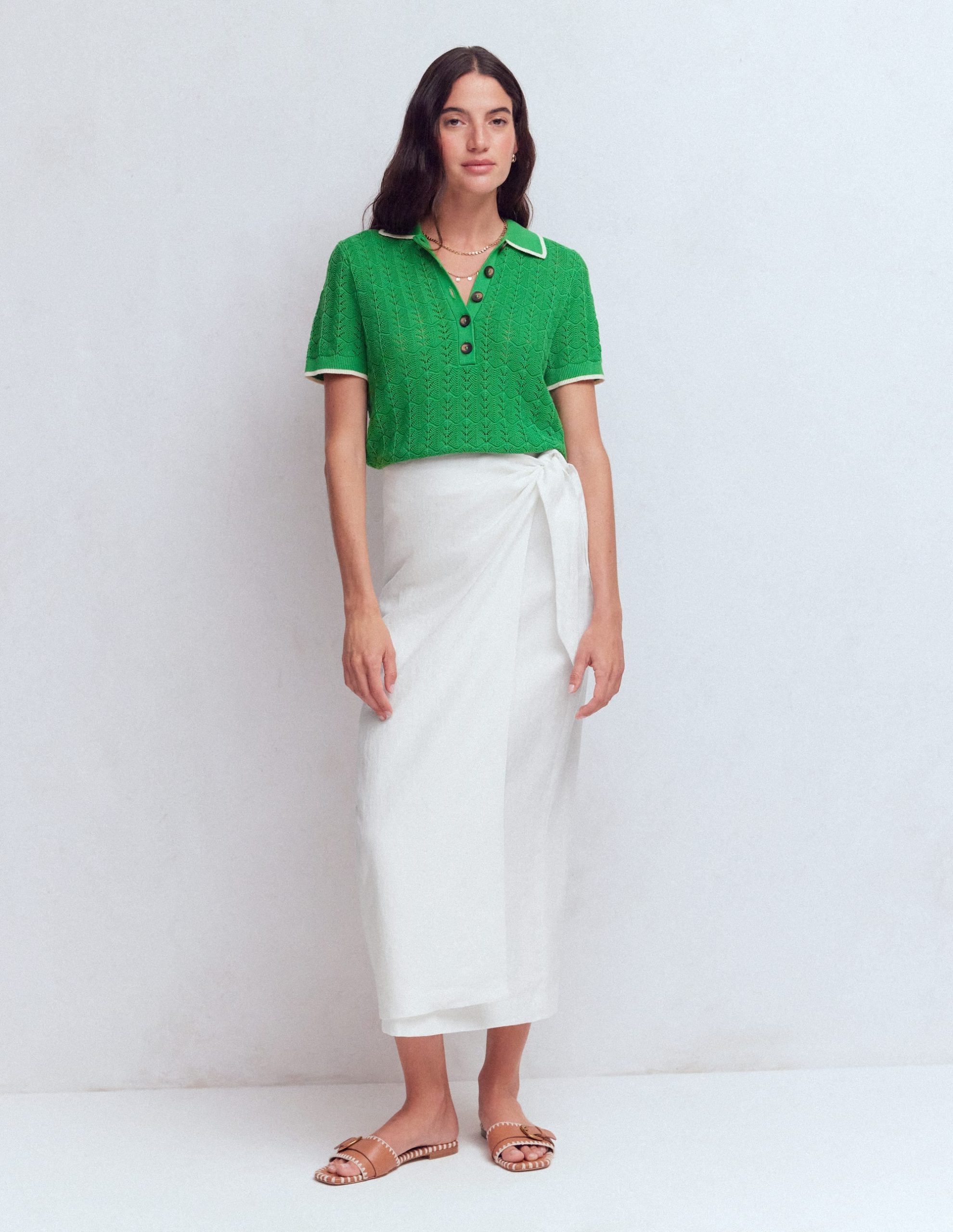 Dimitra Linen Column Skirt-White - Image 5