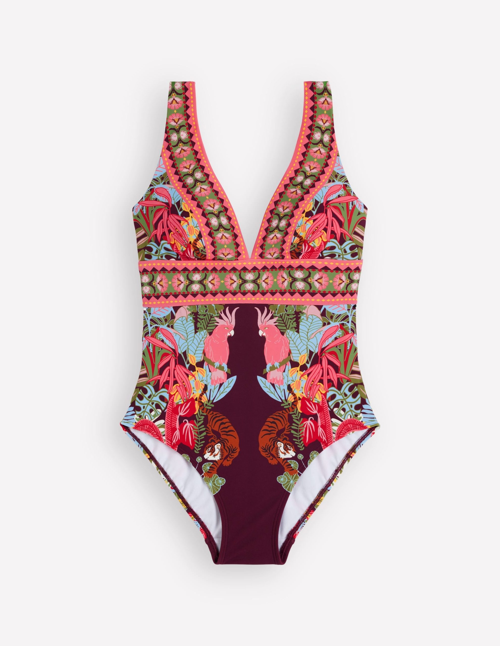 Porto V-neck Swimsuit-Chocberry. Tropical Safari - Image 7